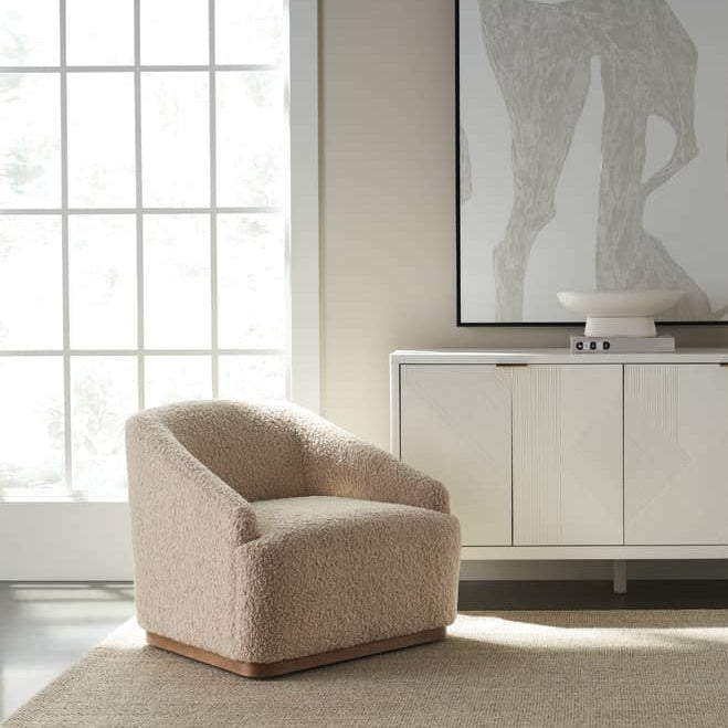 Rowe Furniture Neutral Boucle Bernie Swivel Chair