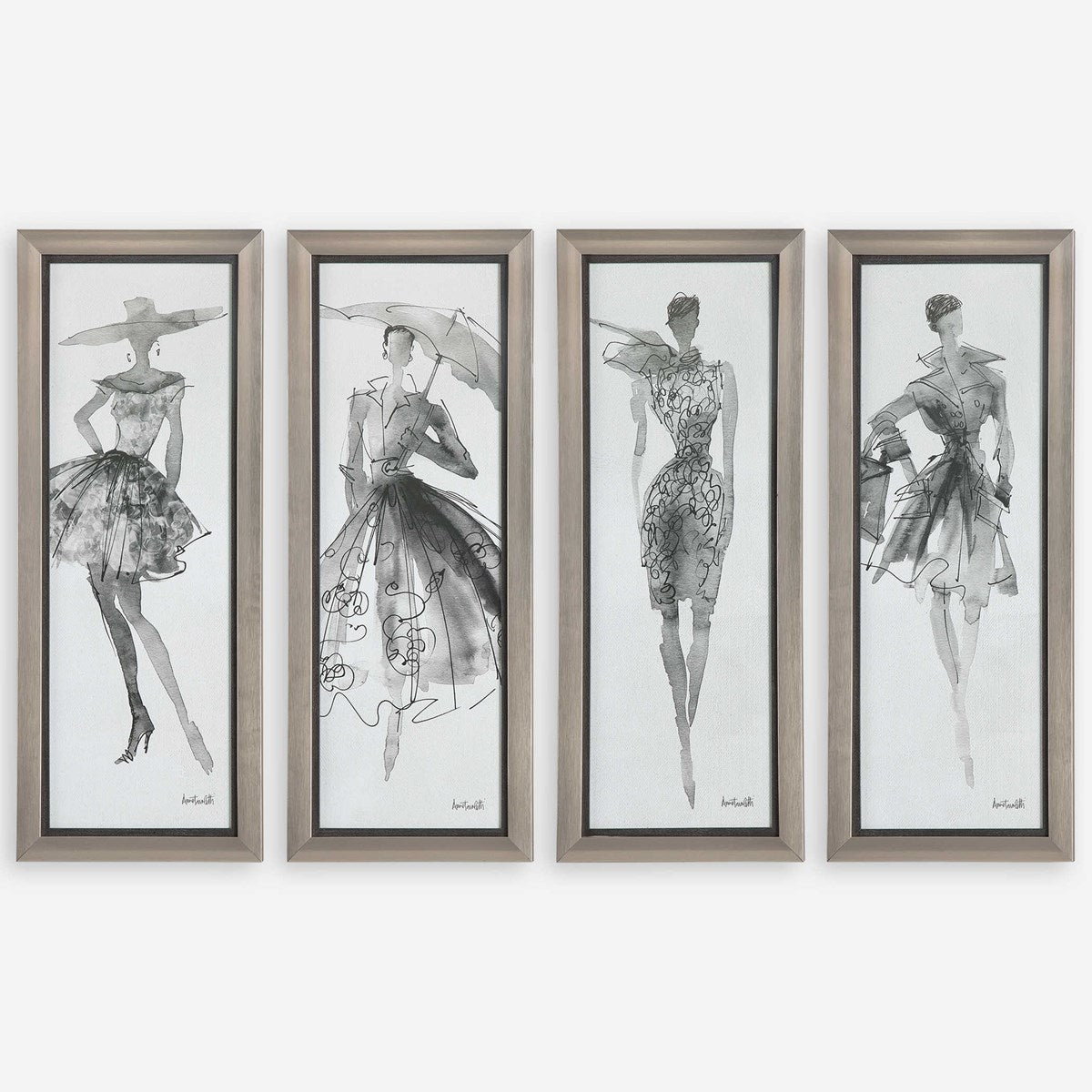 Uttermost Fashion Sketchbook Set of 4 Framed Prints - Image 1