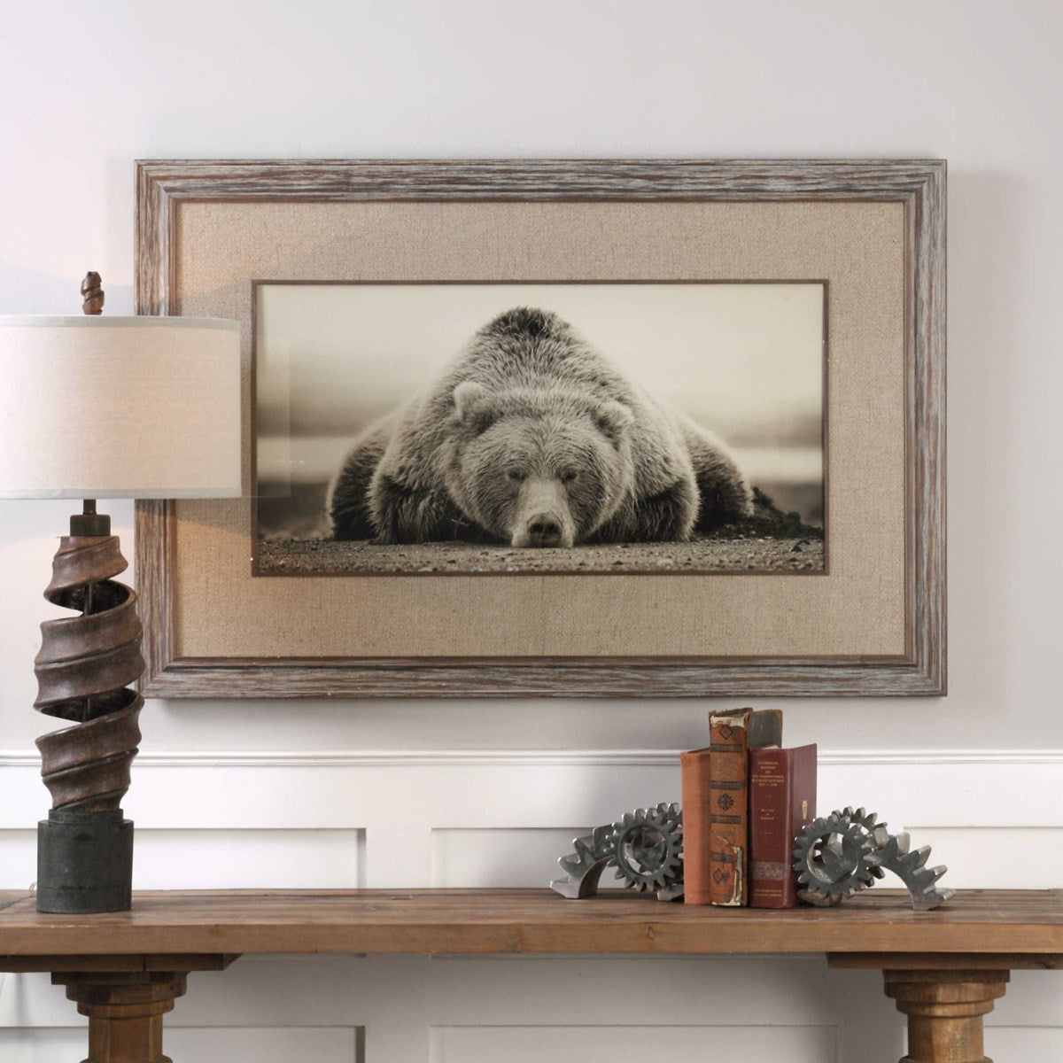 Uttermost Deep Sleep Bear Rustic Framed Print - Image 3