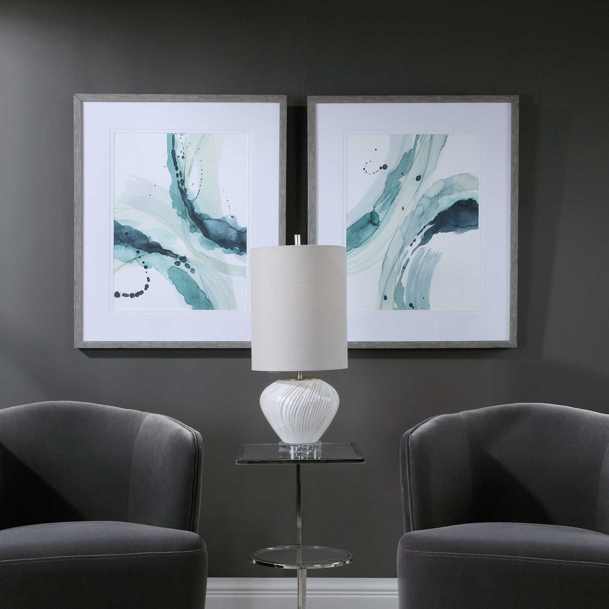 Uttermost Depth Abstract Watercolor Set of 2 Framed Prints - Image 2