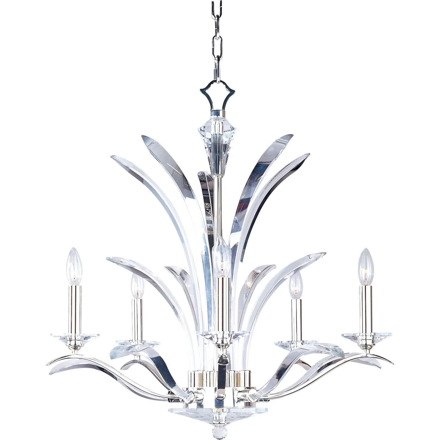 International Paradise Plated Silver Five-Light Chandelier - Image 1