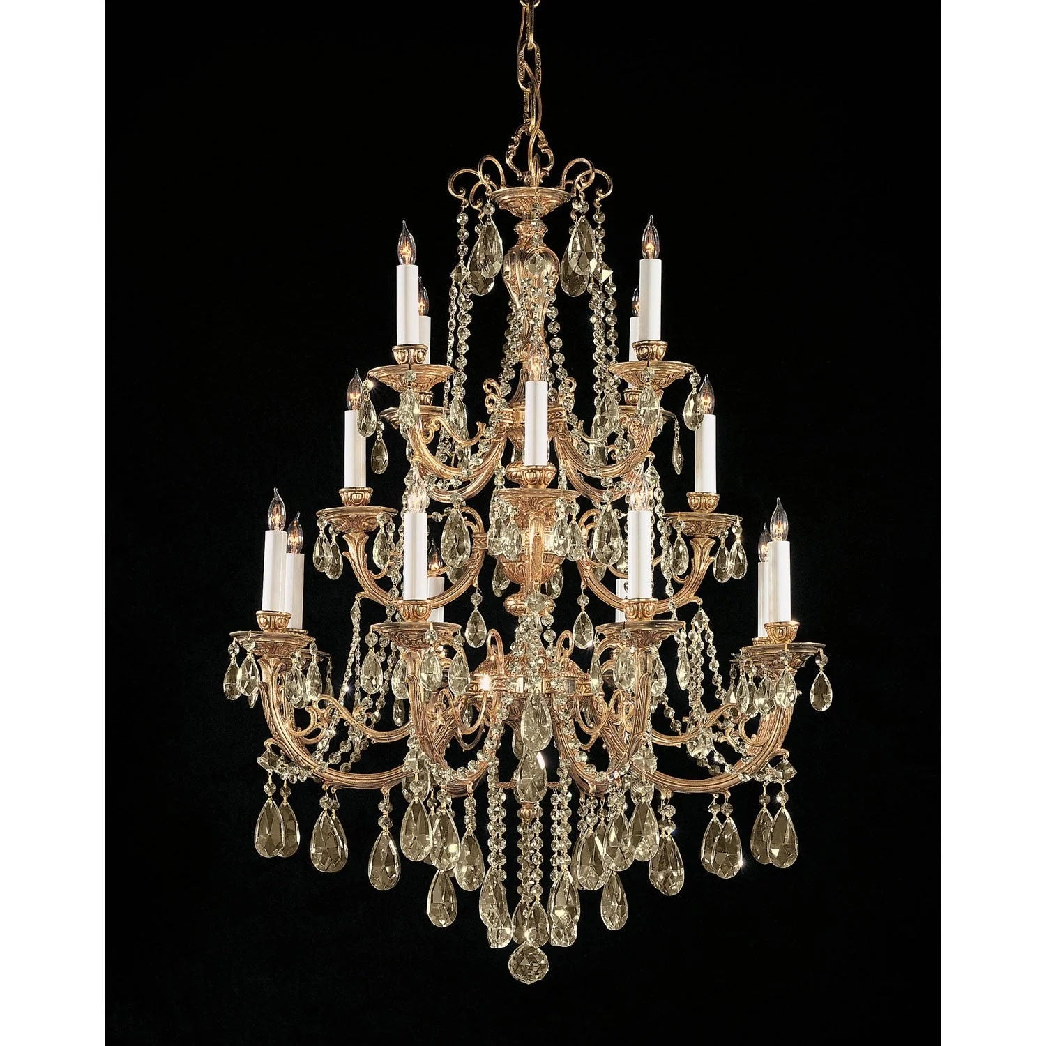 Group Novella Golden Teak Crystal Sixteen-Light Chandelier - Image 1