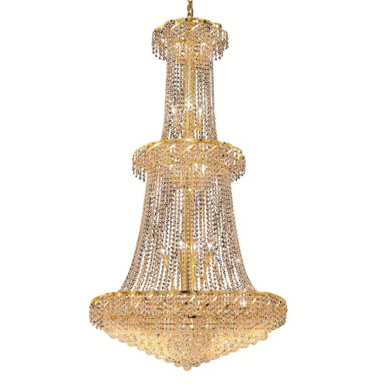 Belenus Gold Thirty-Two Light 36-Inch Chandelier with Royal Cut Clear Crystal - Image 1