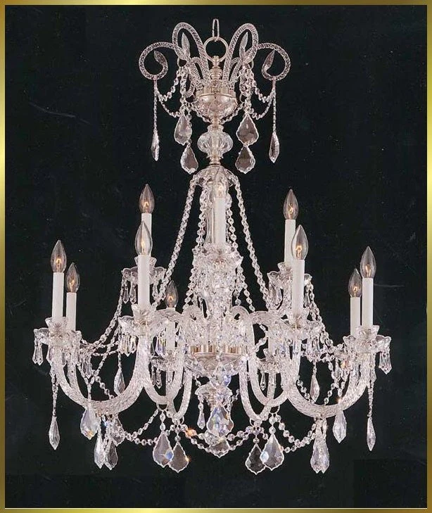 12 Lights Bohemian Crystal chandelier in polished chrome finish - Image 1