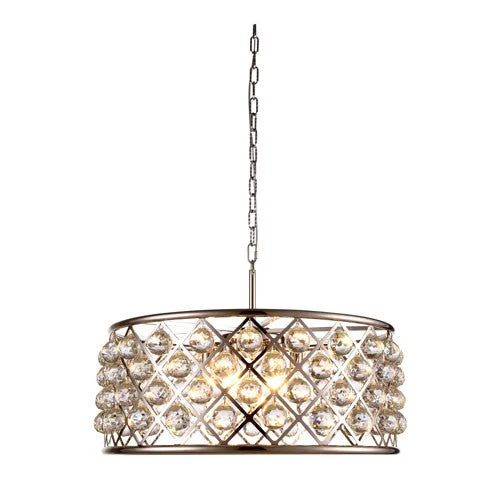 Madison Polished Nickel Six-Light Pendant with Faceted Clear Crystals - Image 1