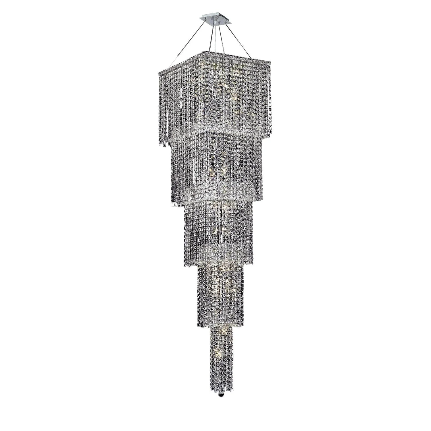 Maxim Chrome Twenty-Two Light 22-Inch Five-Tier Square Pendant with Royal Cut Clear Crystal - Image 1