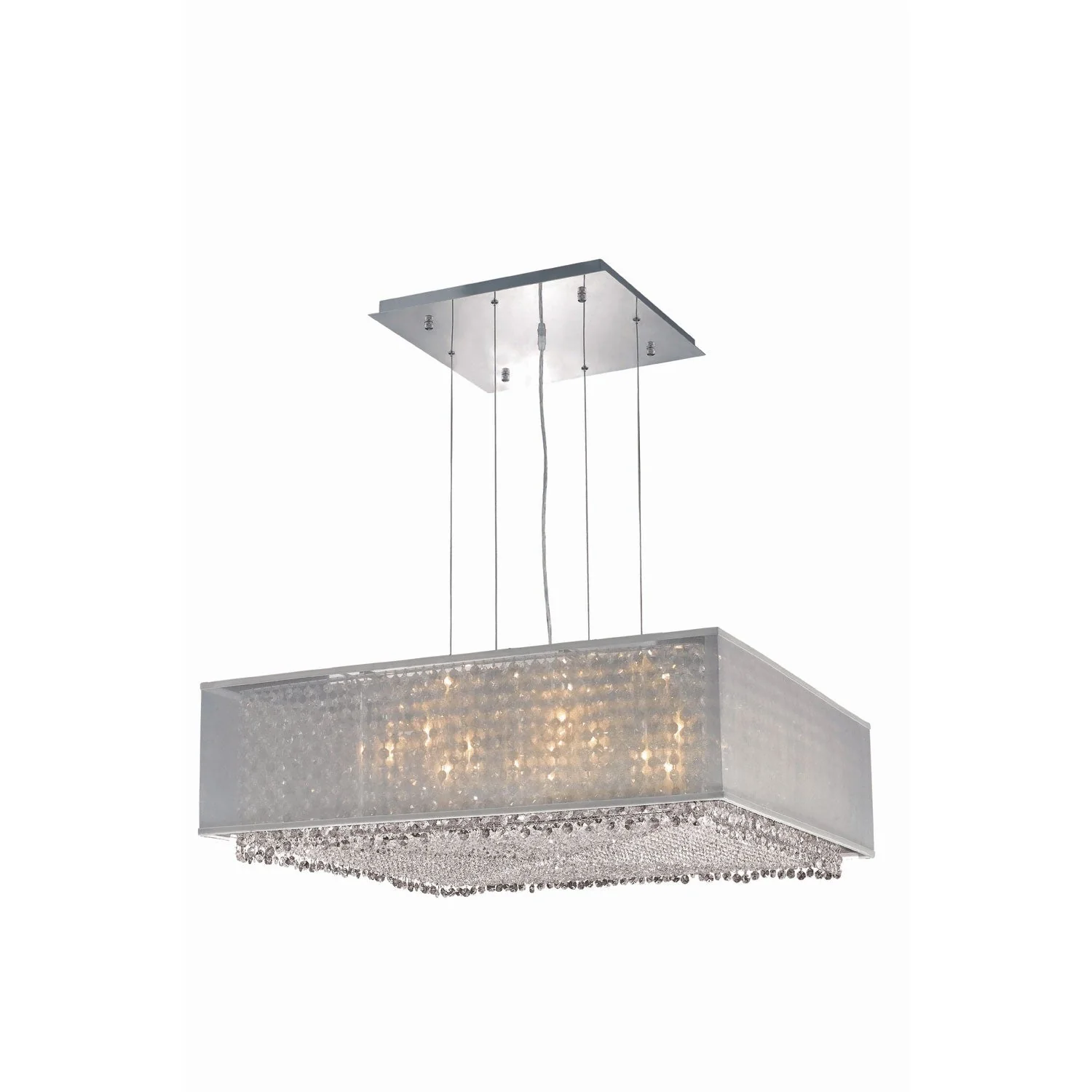 Moda Chrome 13-Light Silver Shade Pendant with Golden Teak and Clear Royal Cut Crystal - Image 1