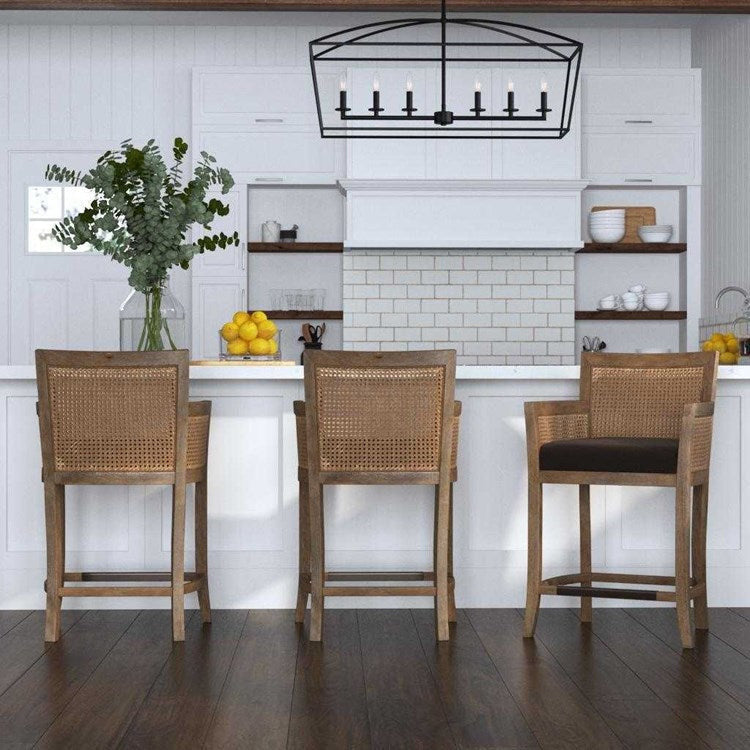 Uttermost Encore Dark Gray Fabric Cane Counter Stool - Image 1