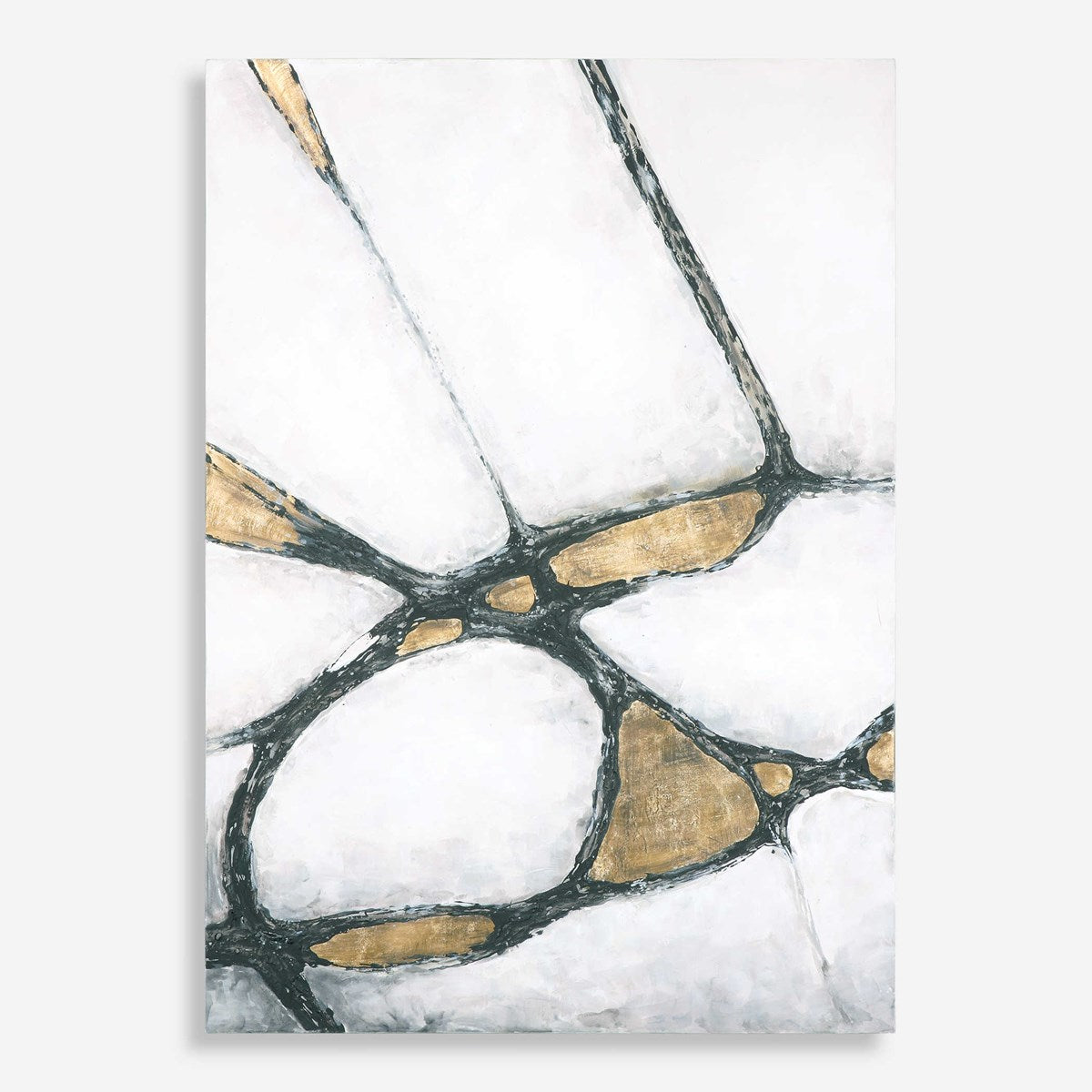 Uttermost Abstract In Gold And Black Hand Painted Canvas - Image 2