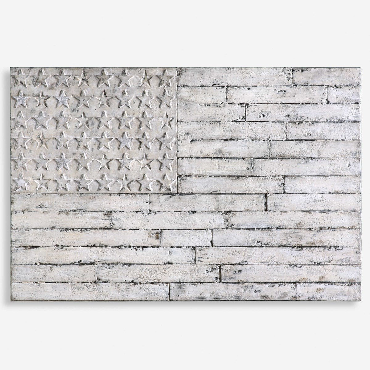 Uttermost Blanco Patriotic Distressed White Hand Painted Canvas - Image 2