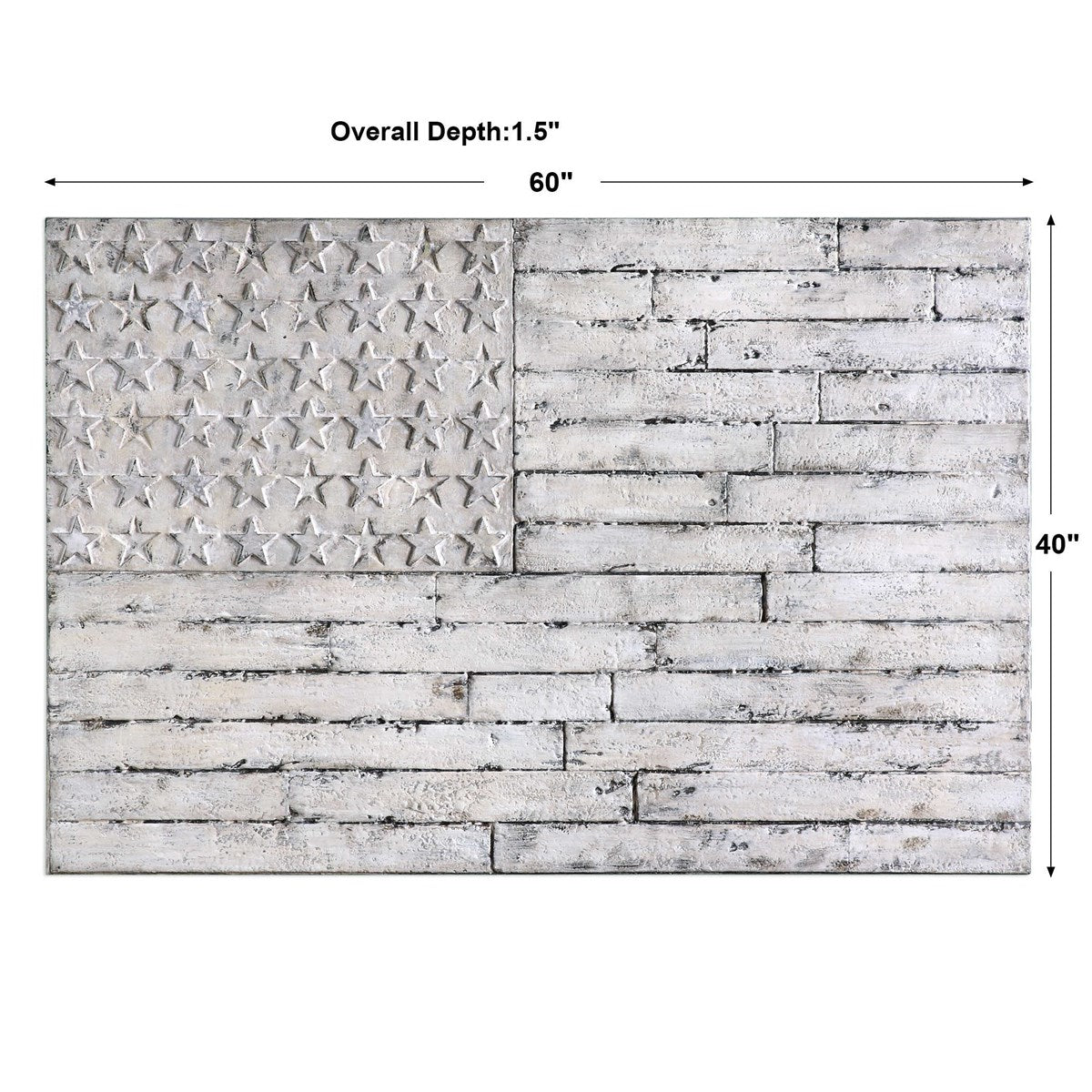 Uttermost Blanco Patriotic Distressed White Hand Painted Canvas - Image 3
