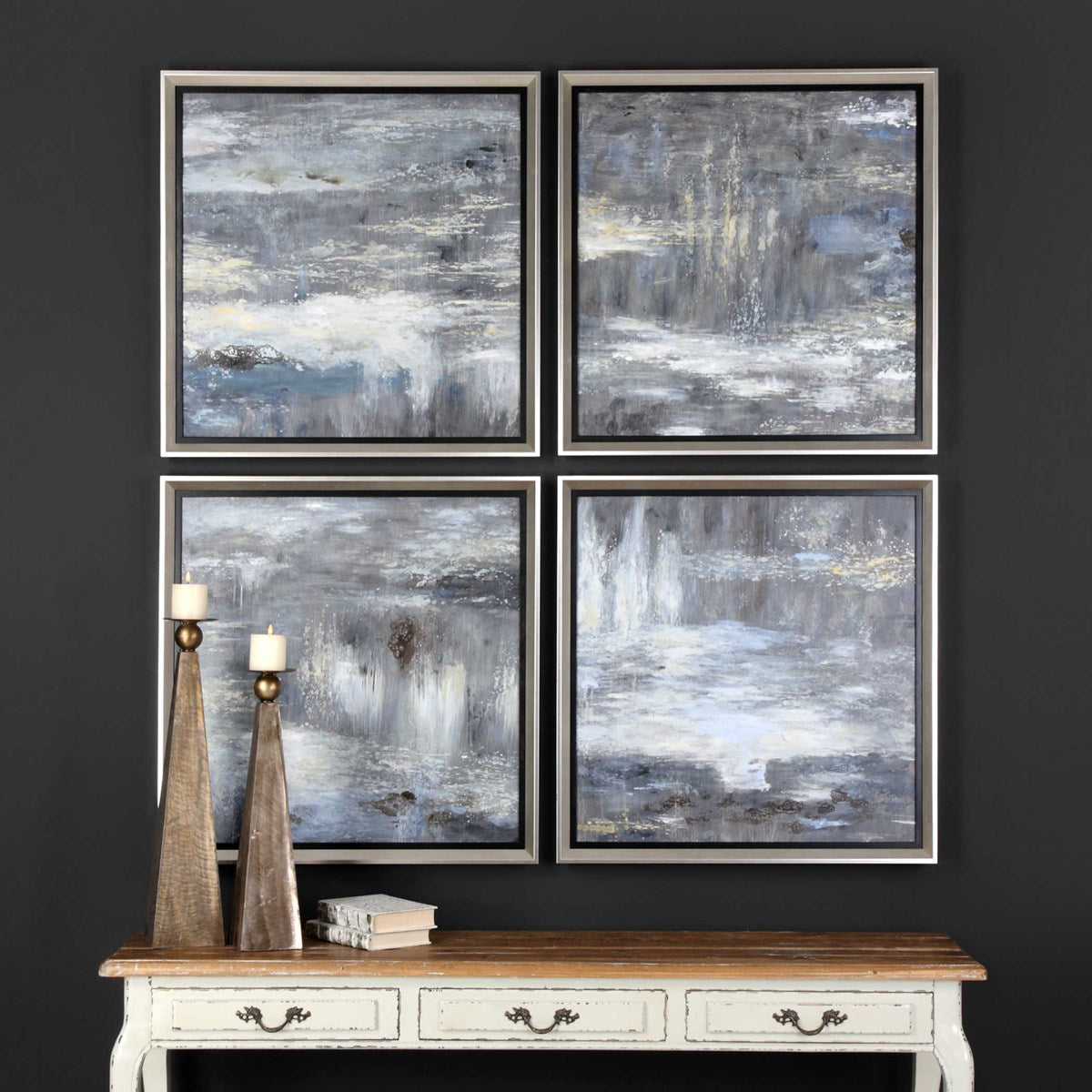Uttermost Shades Of Gray Set of 4 Hand Painted Canvases - Image 2