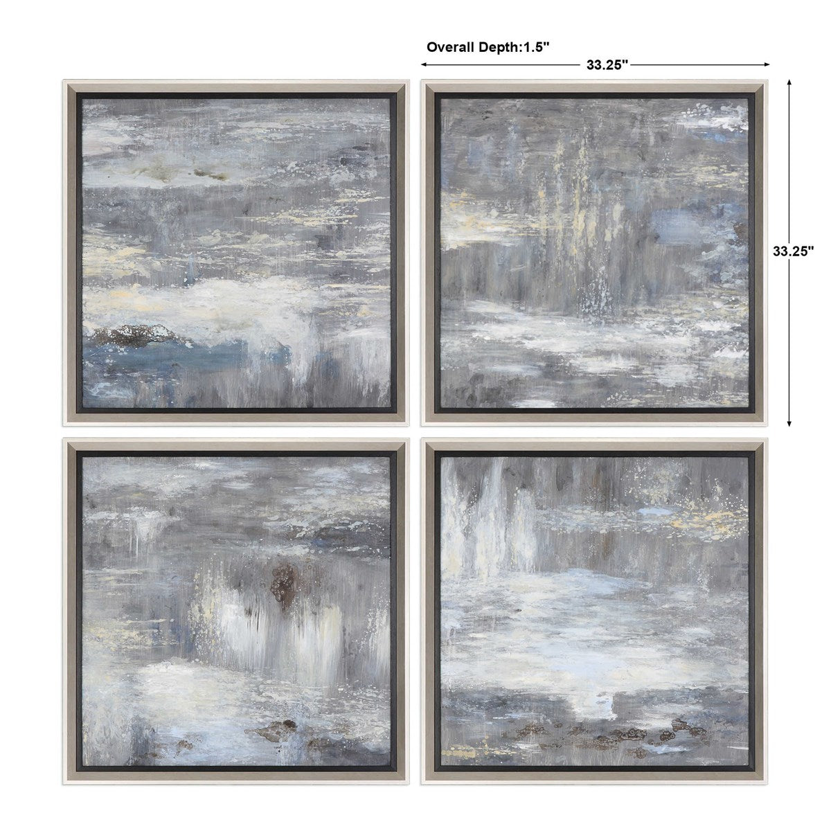 Uttermost Shades Of Gray Set of 4 Hand Painted Canvases - Image 3
