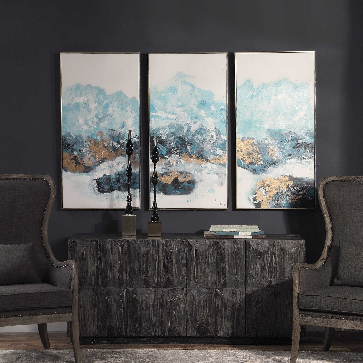 Uttermost Crashing Waves Set of 3 Hand Painted Canvases - Image 2