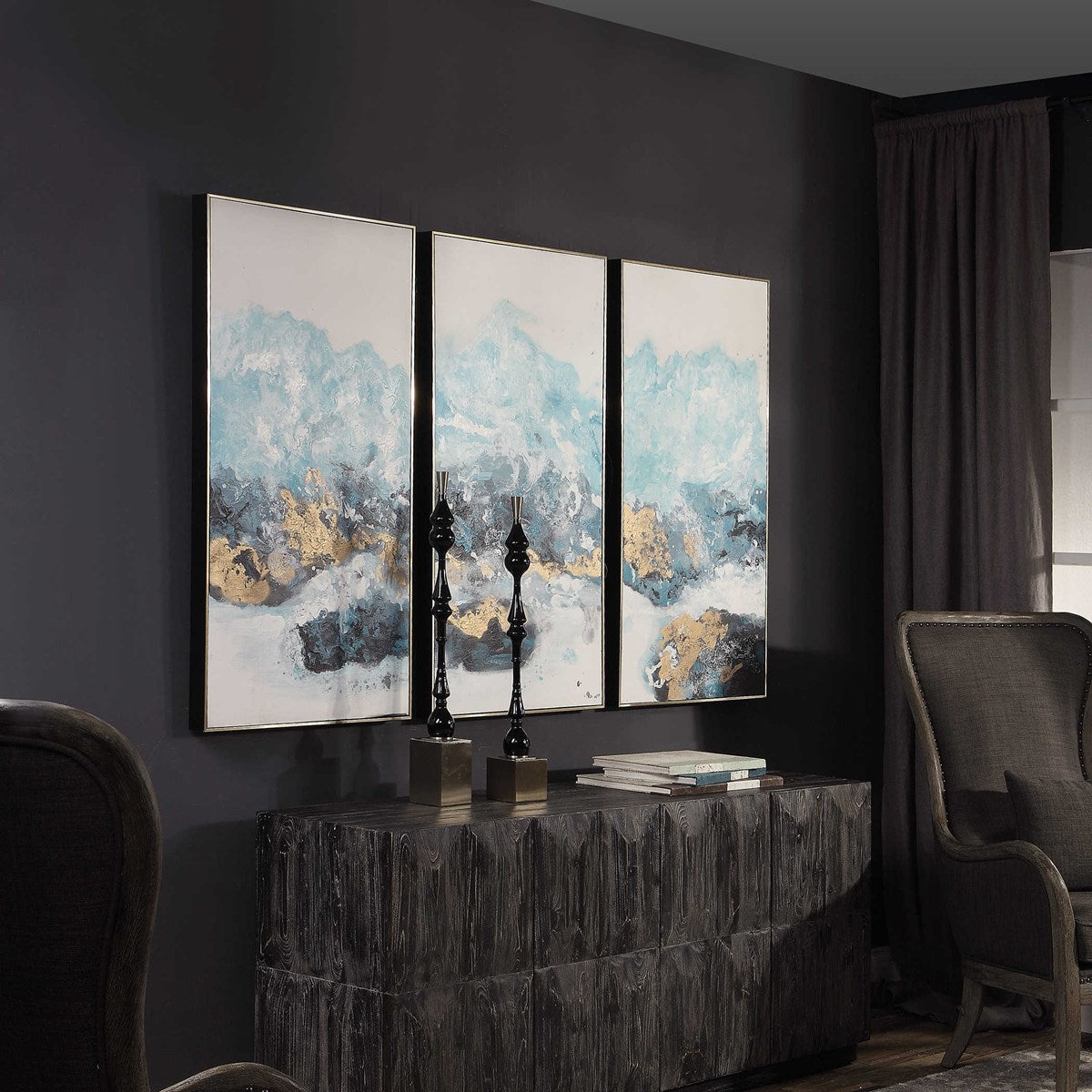Uttermost Crashing Waves Set of 3 Hand Painted Canvases - Image 3