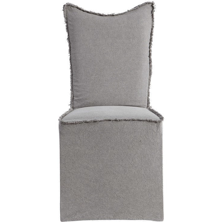 Uttermost Narissa Stonewashed Gray Linen Slipcover Dining Chairs Set of 2 - Image 3