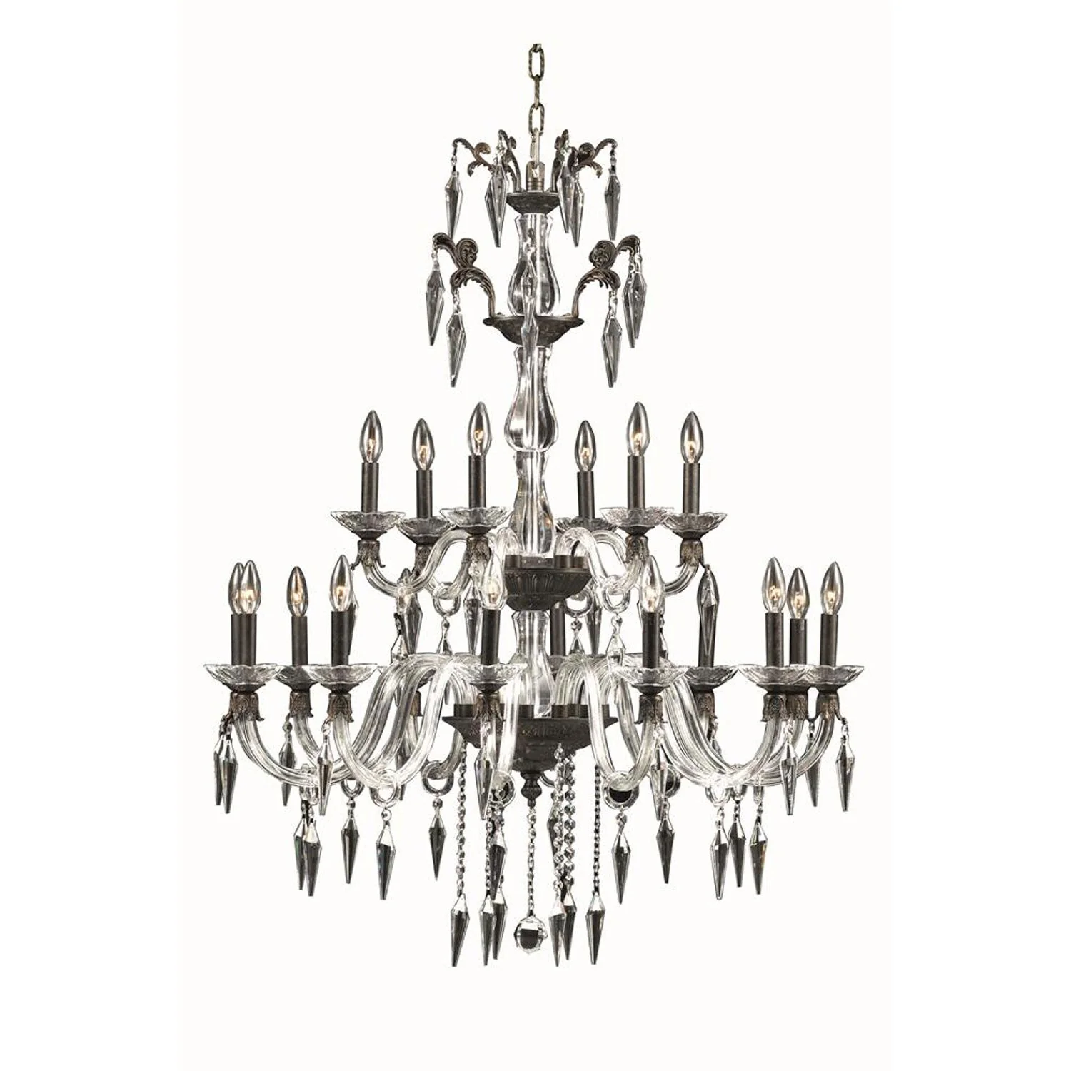 Bronze 18-Light Chandelier with Elegant Cut Crystal - Image 1