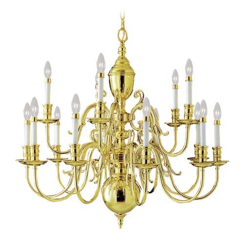 Polished Brass Chandelier - Image 1