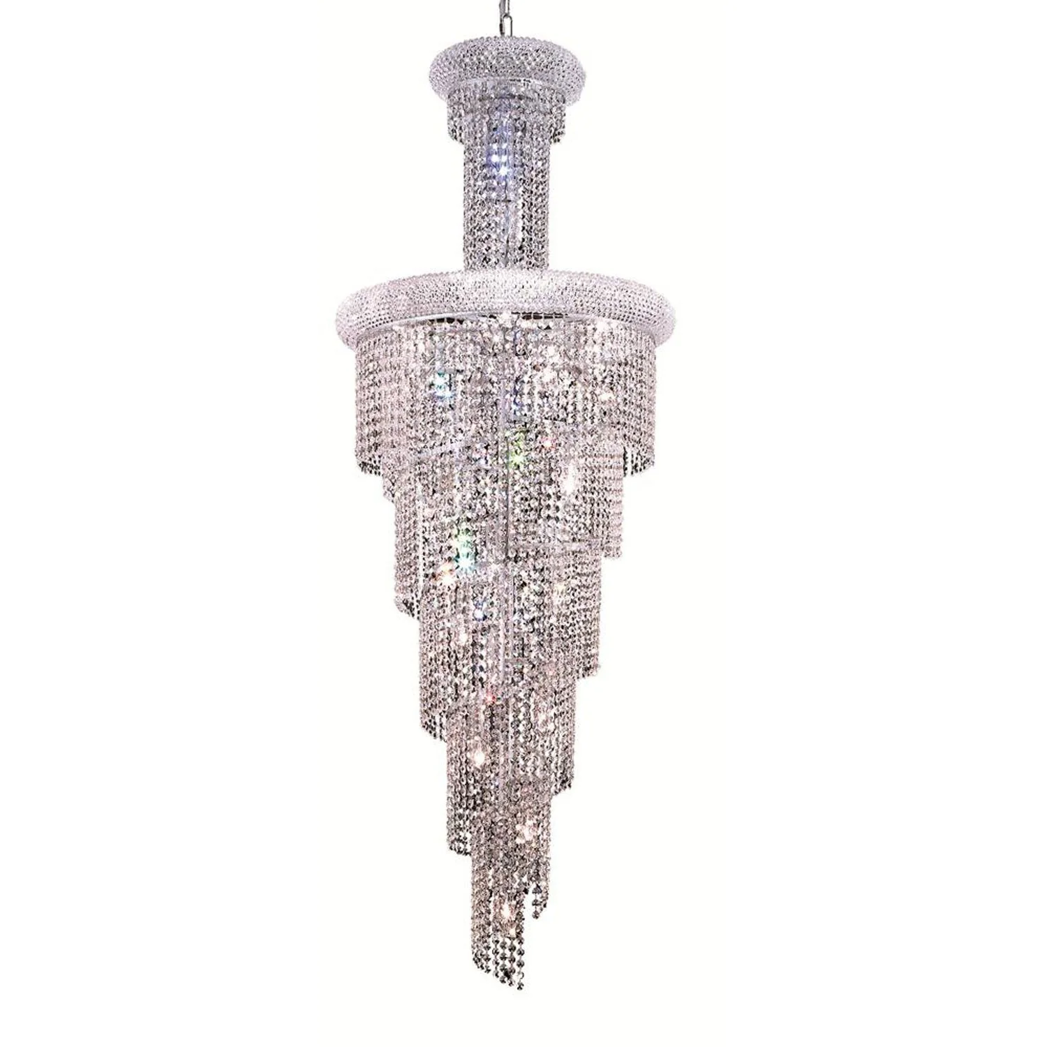 Spiral Chrome Twenty-Two Light 22-Inch Chandelier with Royal Cut Clear Crystal - Image 1