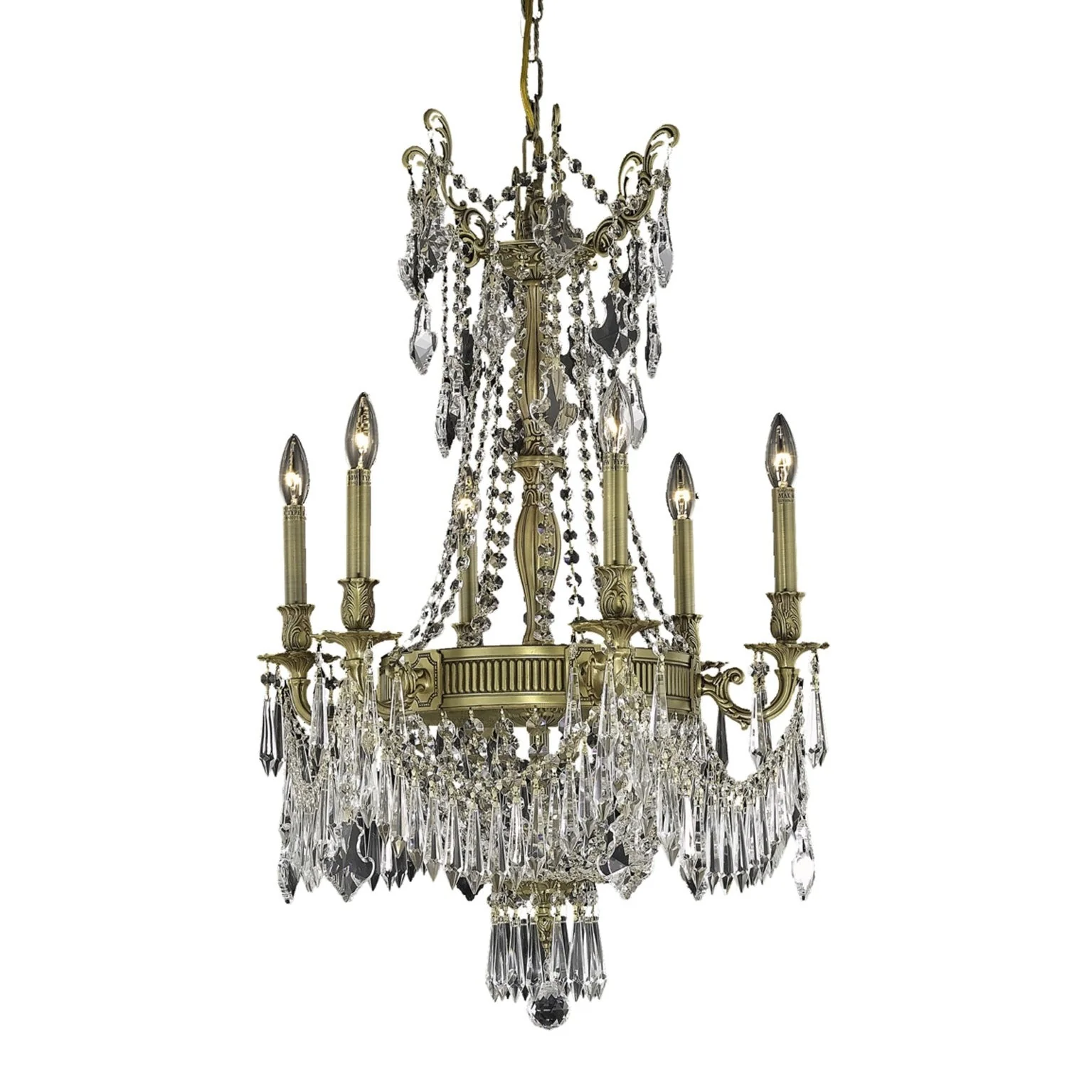 Esperanza French Gold Nine-Light 22-Inch Chandelier with Royal Cut Clear Crystal - Image 1