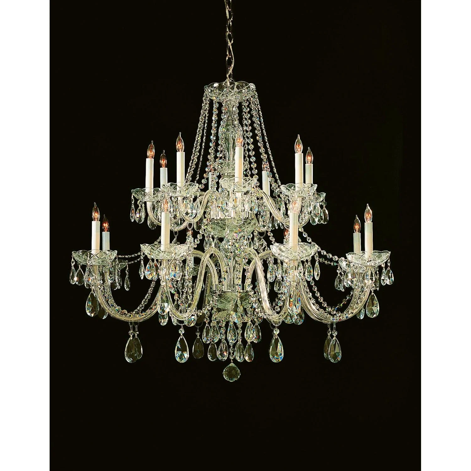 Group Traditional Polished Brass Eight-Light Swarovski Elements Crystal Chandelier - Image 1