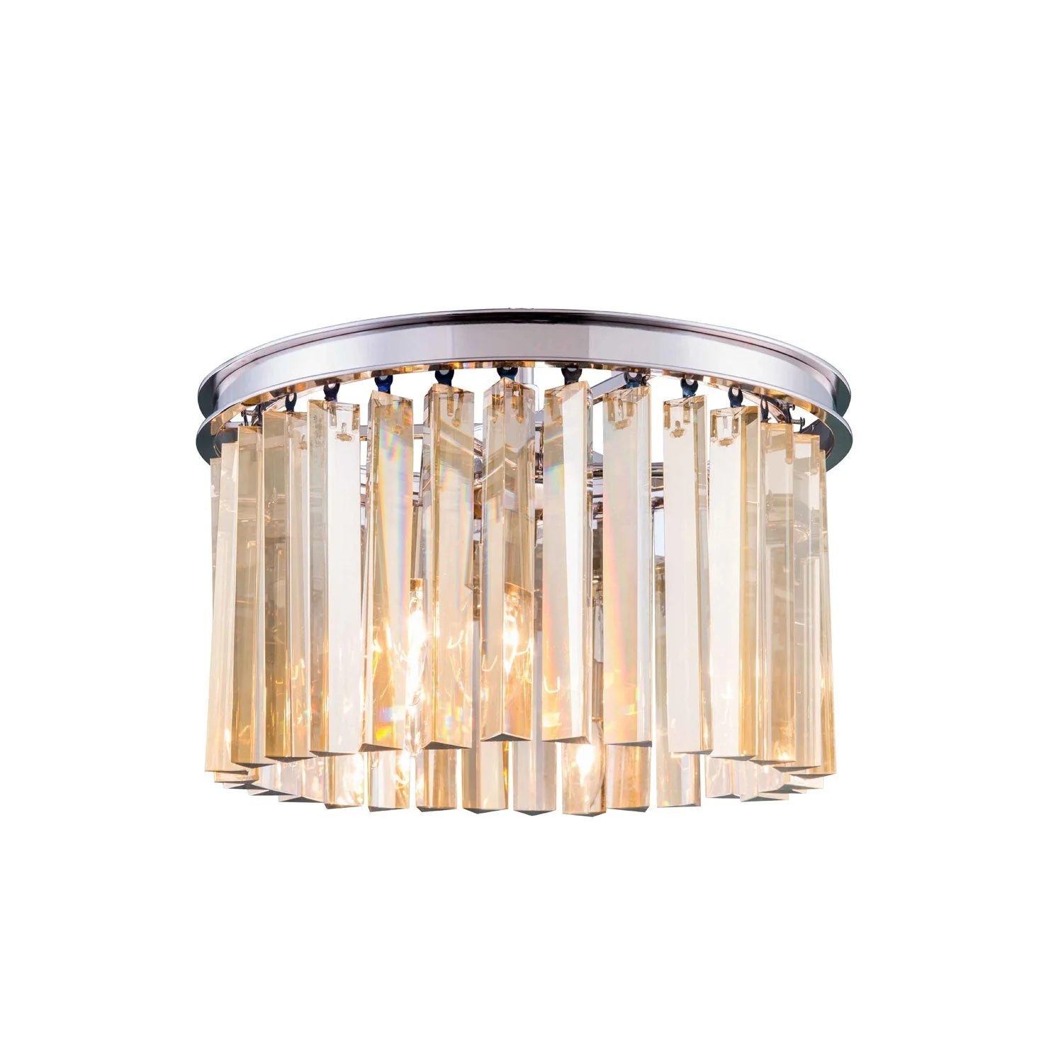 Sydney Polished Nickel Sixteen-Inch Flushmount with Royal Cut Golden Teak Crystals - Image 1