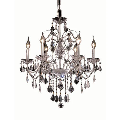 Chrome Six-Light 24-Inch Chandelier with Royal Cut Clear Crystal - Image 1