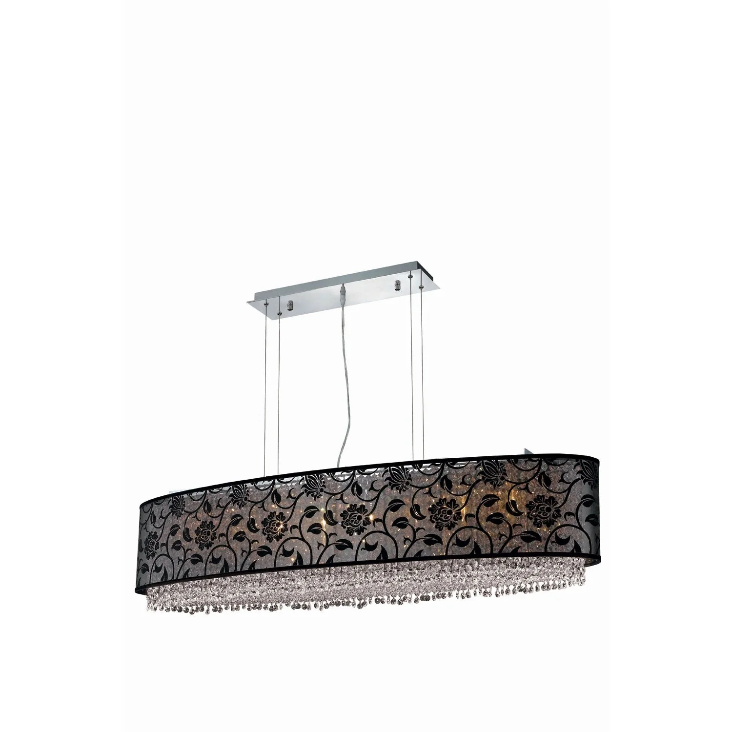 Moda Chrome Eight-Light Black Shade Pendant with Rosaline and Clear Royal Cut Crystal - Image 1