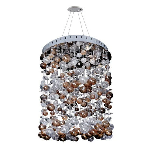 Chrome Five-Light Round Convertible Pendant with Firenze Clear Crystal - Image 1