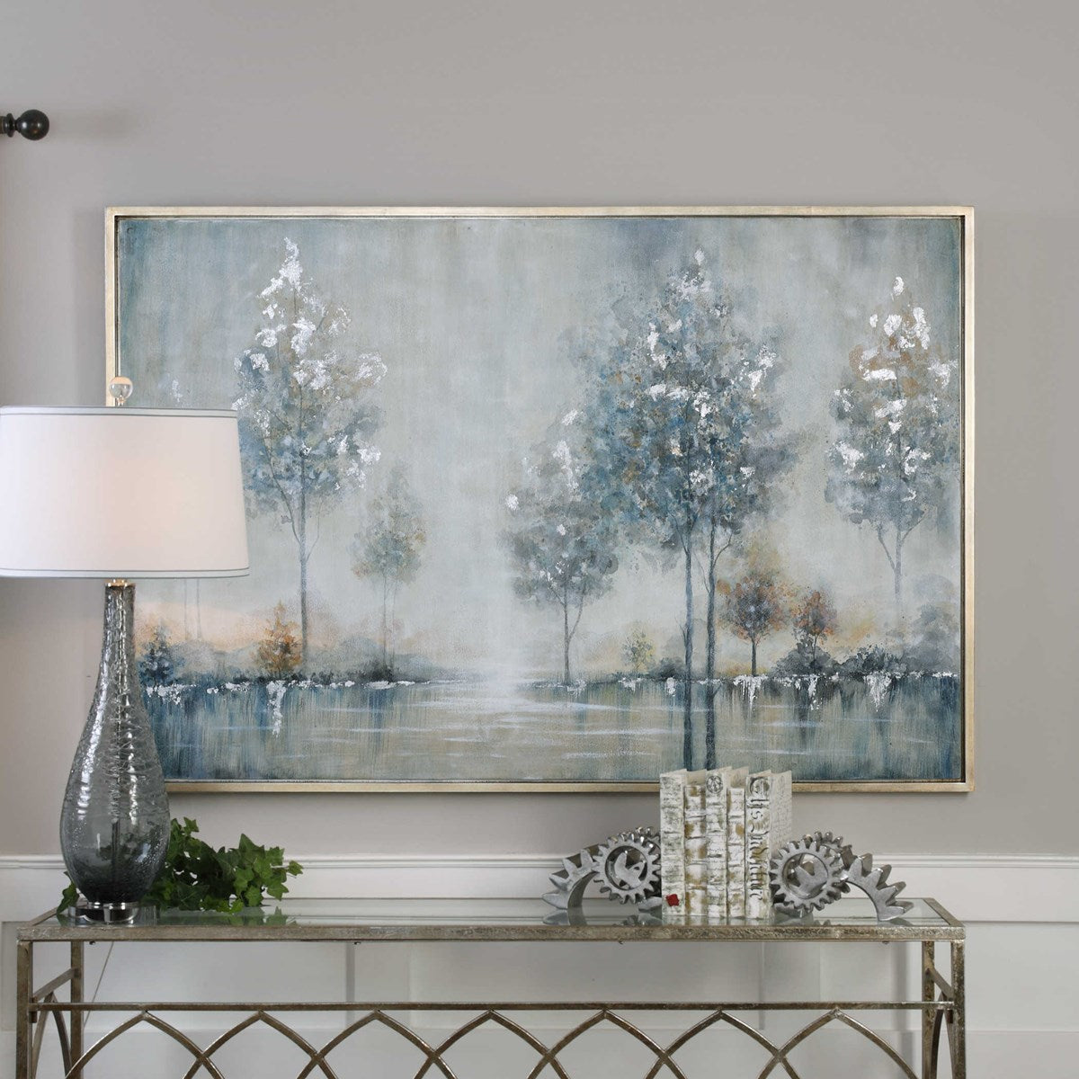 Uttermost Walk In The Meadow Snowy Lake Hand Painted Canvas - Image 2