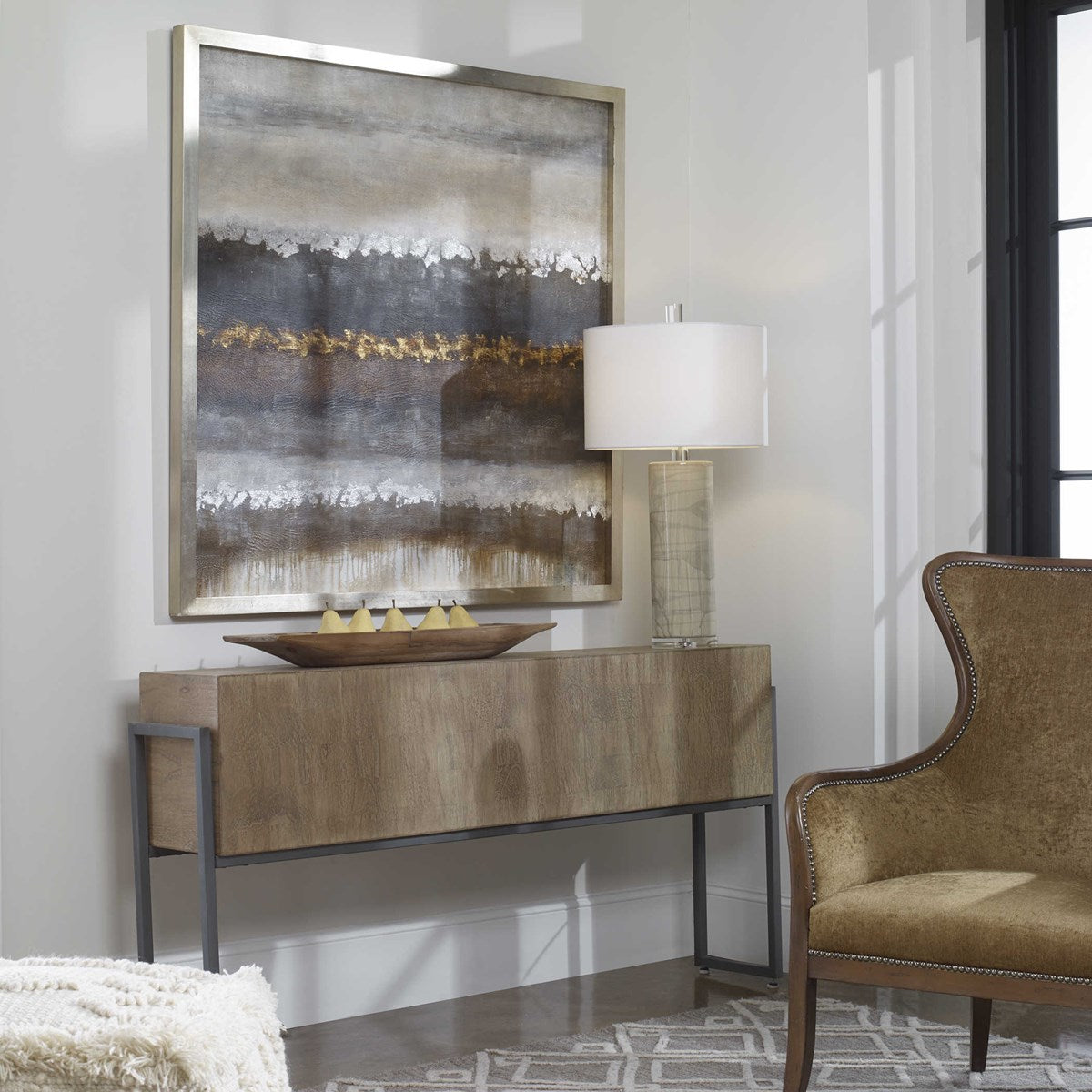 Uttermost Layers Metallic Neutrals Hand Painted Canvas - Image 2