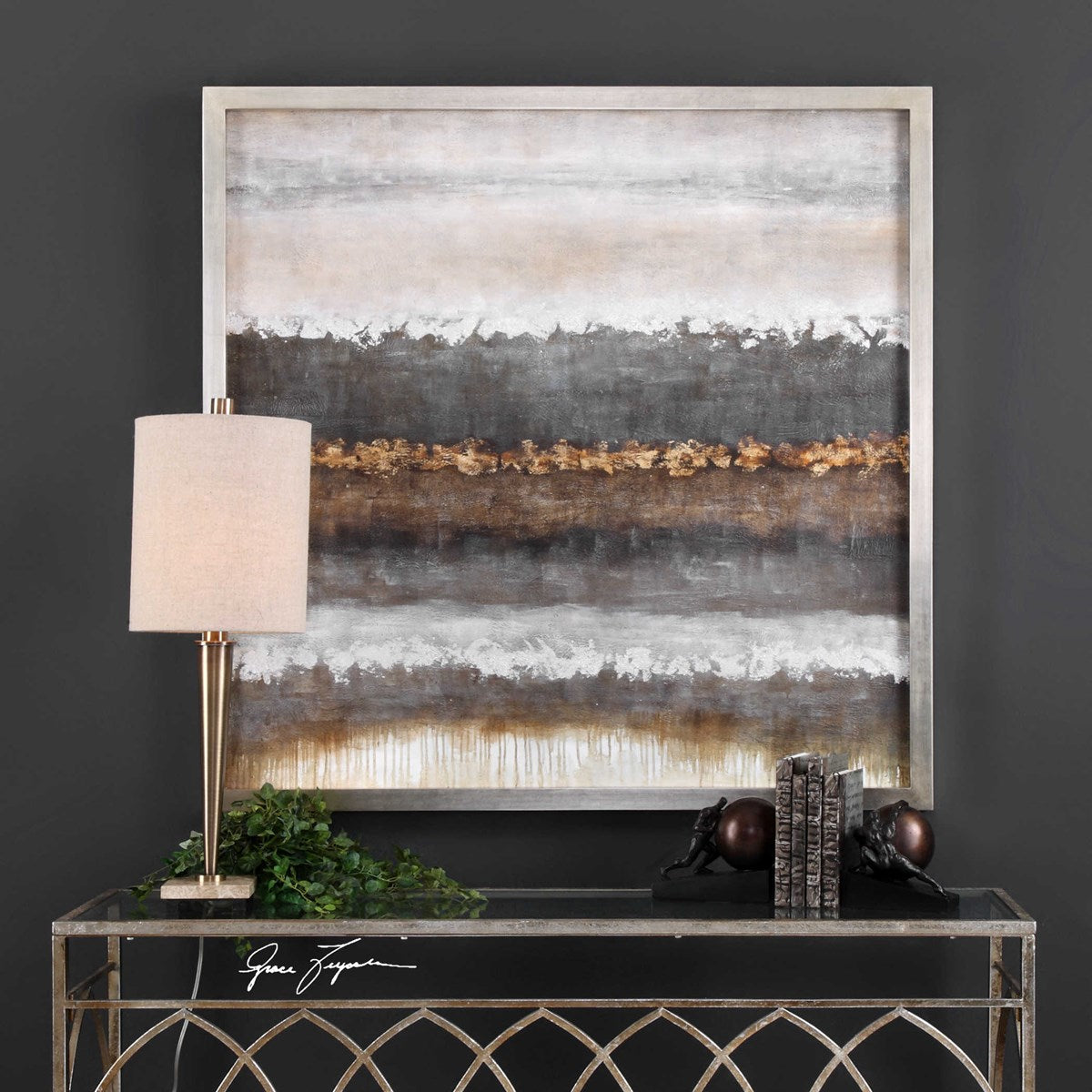 Uttermost Layers Metallic Neutrals Hand Painted Canvas - Image 3