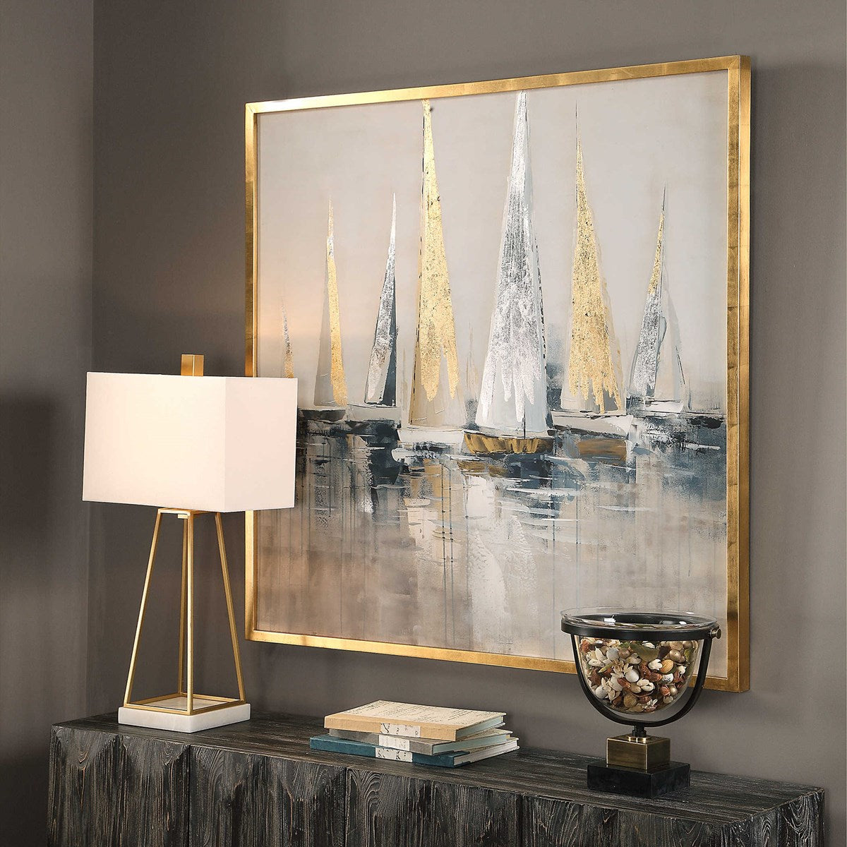 Uttermost Regatta Contemporary Coastal Hand Painted Canvas - Image 3