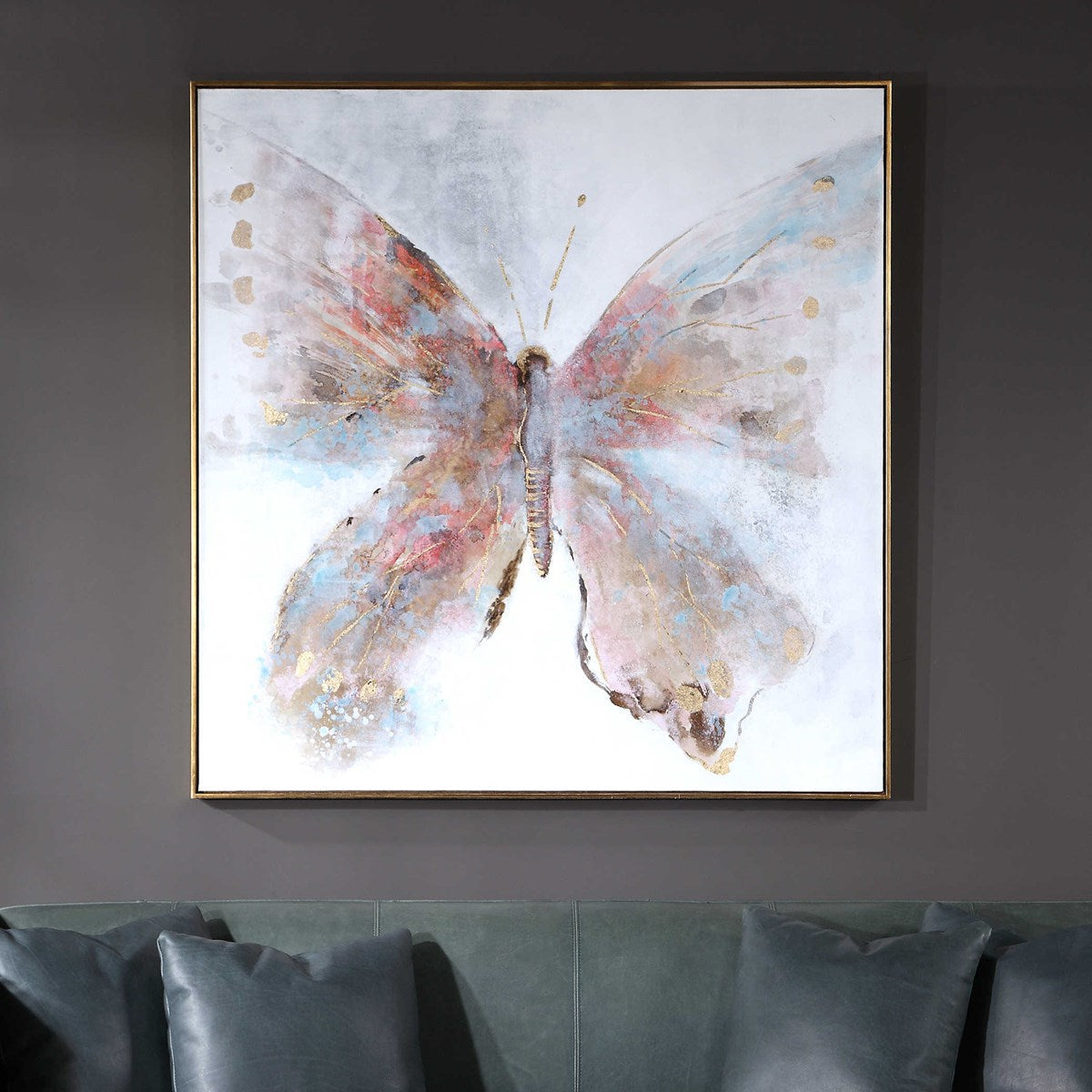 Uttermost Free Flying Butterfly Contemporary Hand Painted Canvas - Image 1