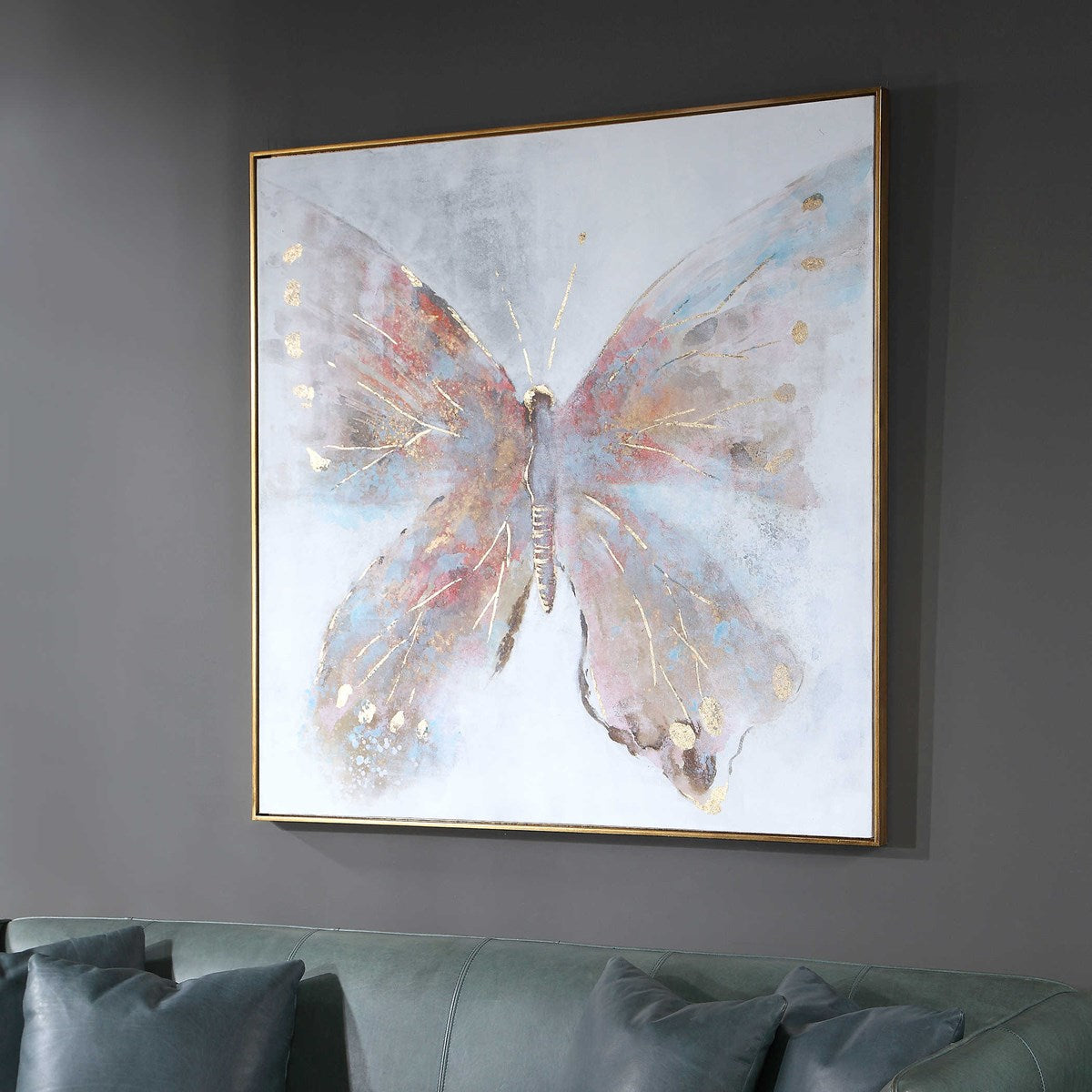 Uttermost Free Flying Butterfly Contemporary Hand Painted Canvas - Image 3