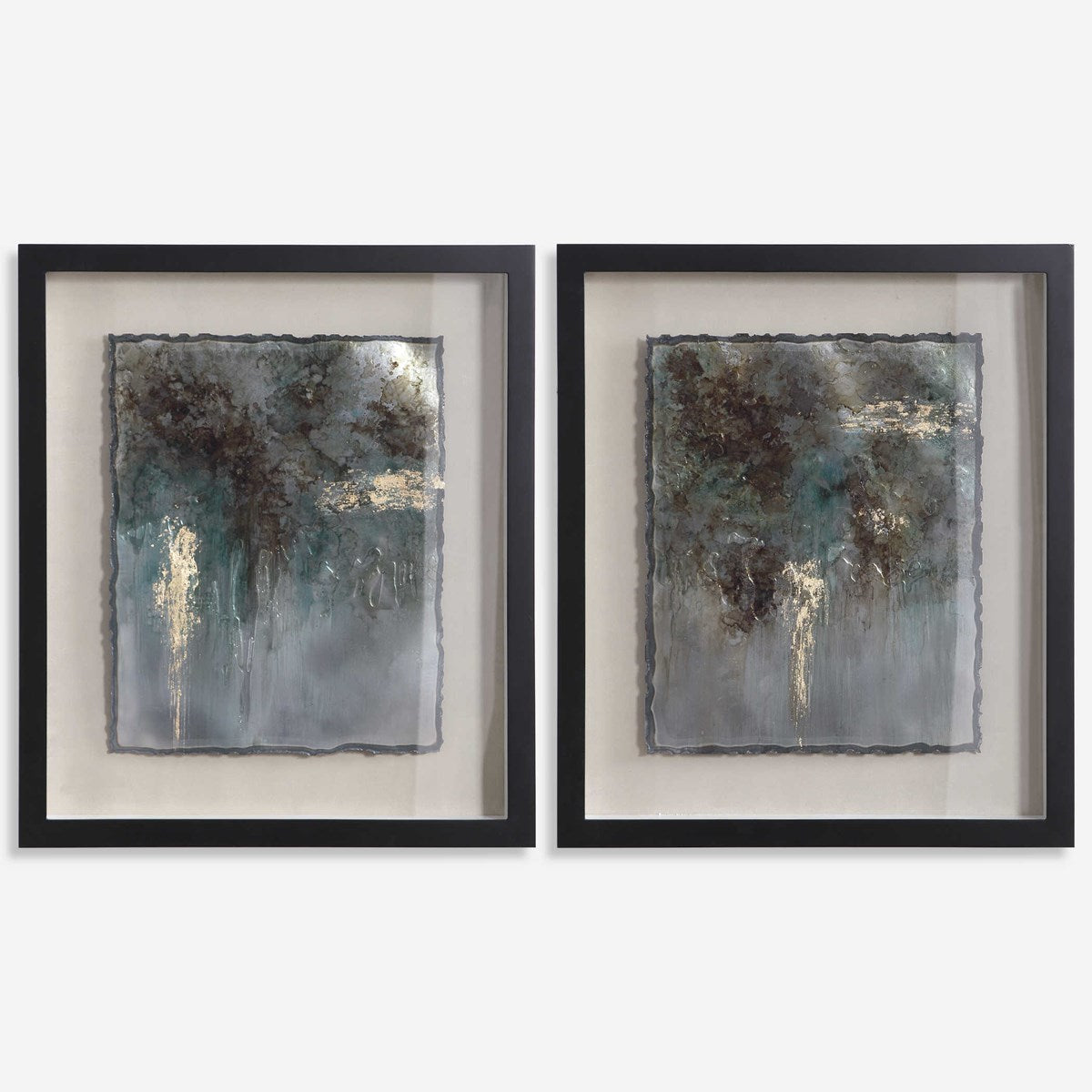 Uttermost Rustic Patina Metal Sheets Contemporary Set of 2 Framed Prints - Image 2