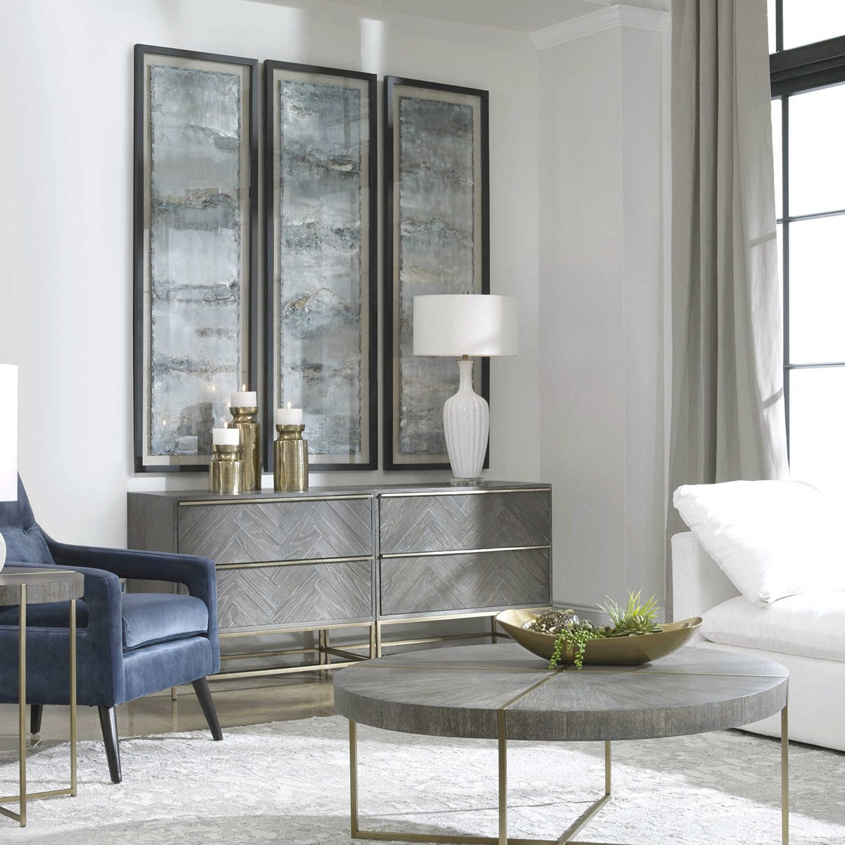 Uttermost Ocean Swell Set of 3 Framed Prints - Image 1