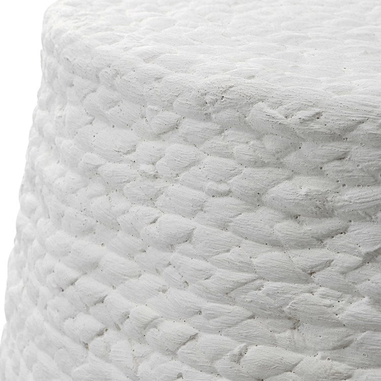 Uttermost Resort White Straw Wrapped Coastal Round Accent Stool - Image 3