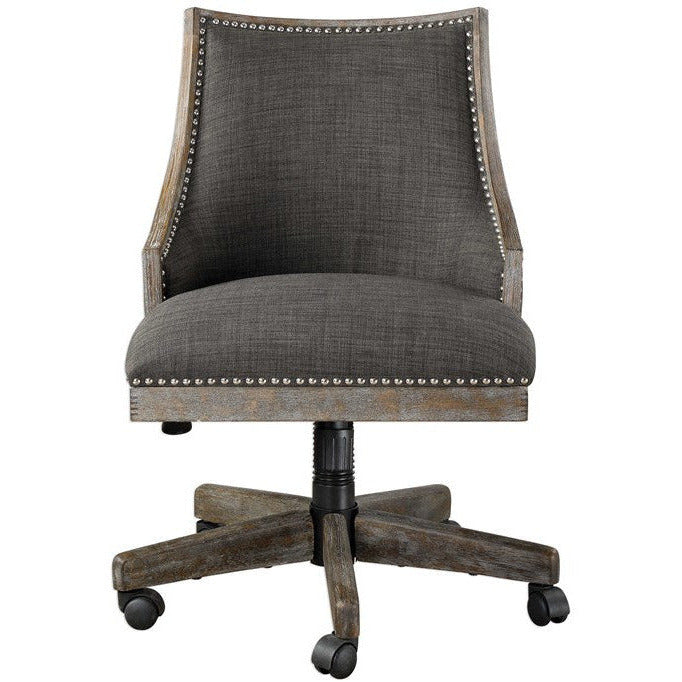 Uttermost Aidrian Charcoal Gray Linen Desk Chair - Image 2