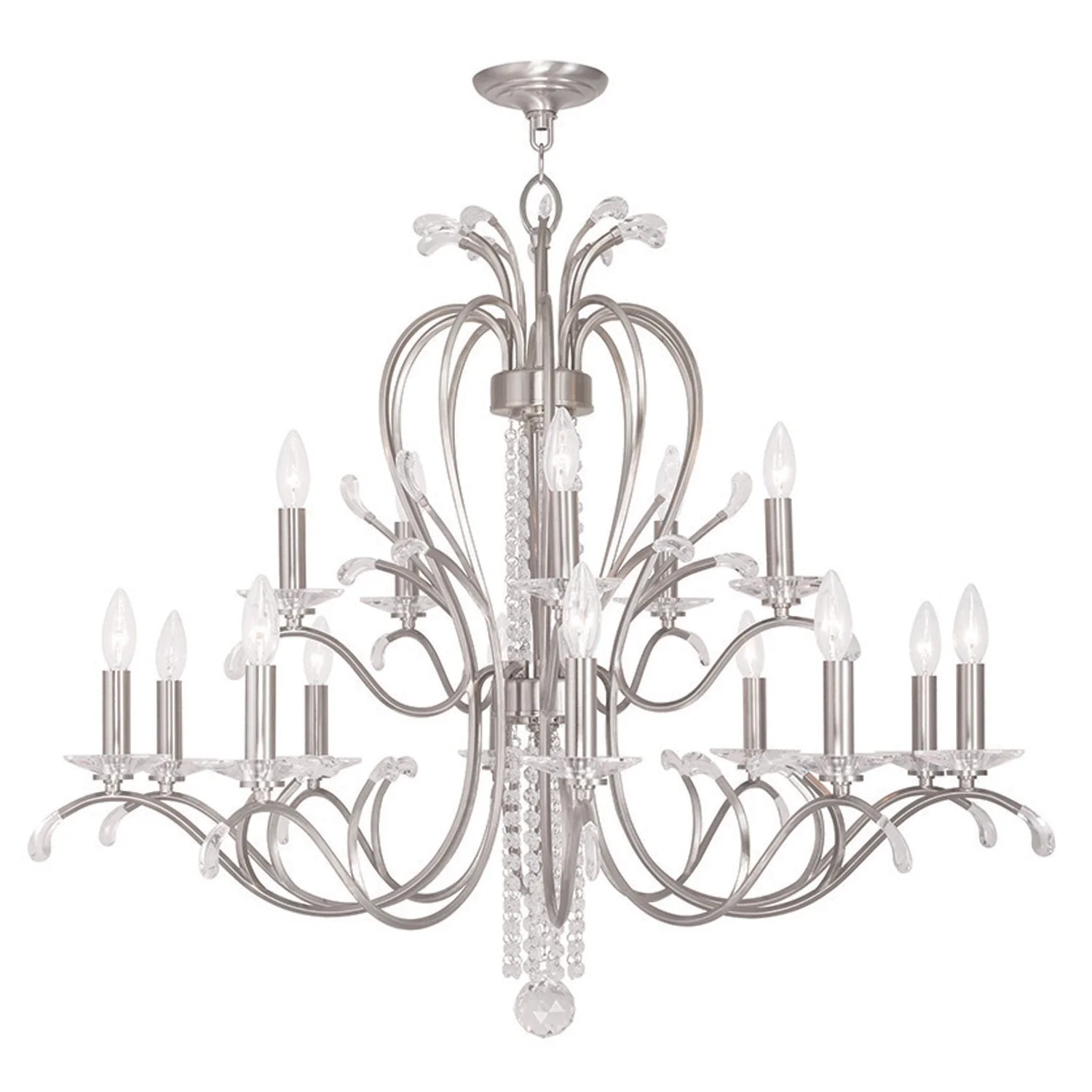 Nickel 38-Inch 15-Light Chandelier - Image 1