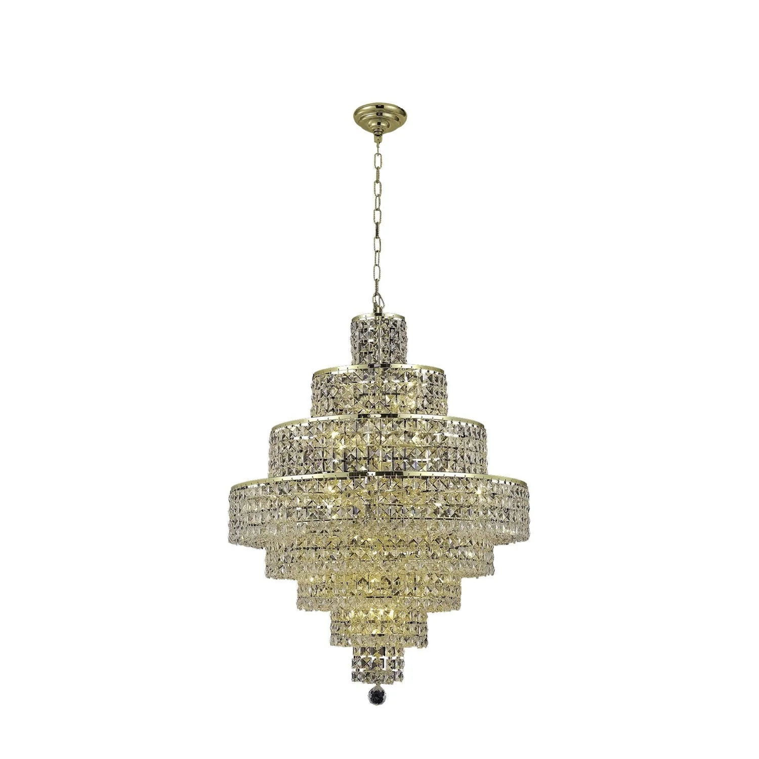 Gold Eighteen-Light Chandelier with Clear Royal Cut Crystals - Image 1