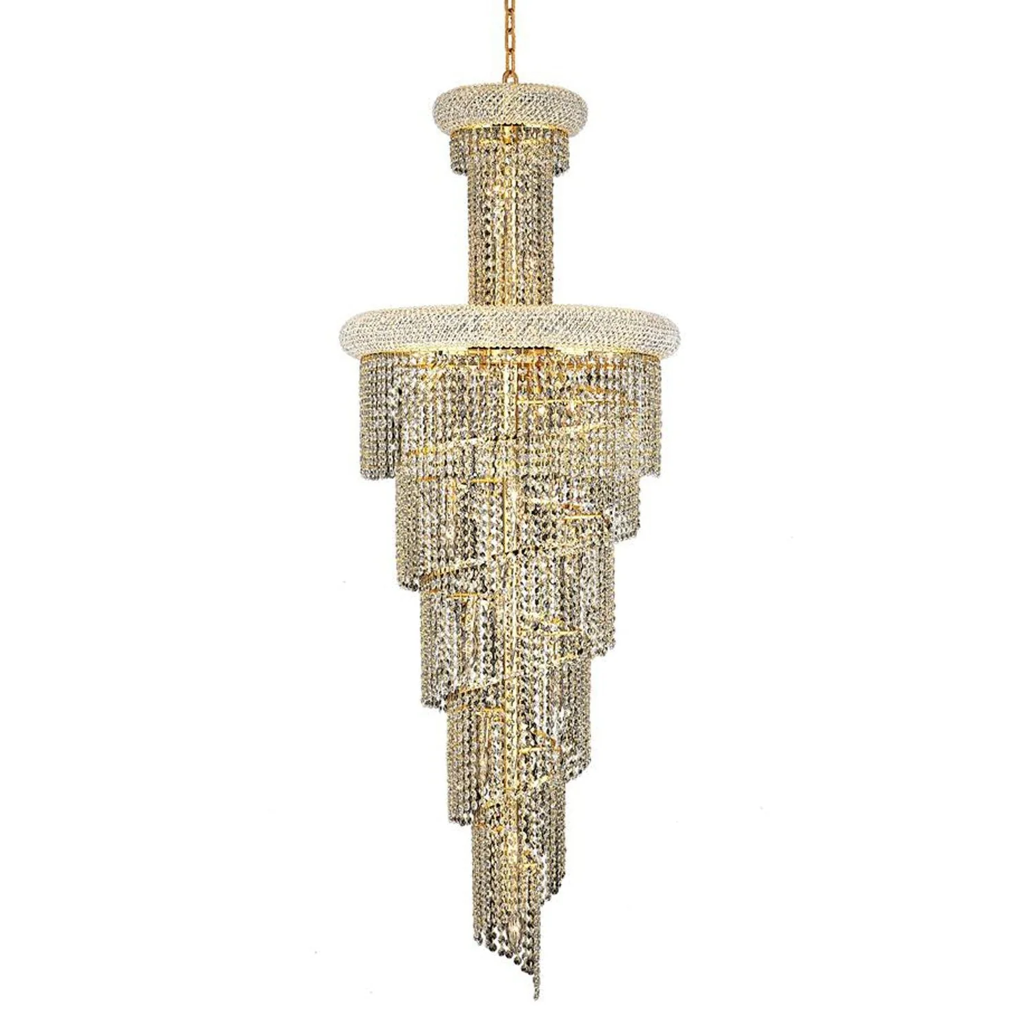 Spiral Gold Twenty-Two Light 22-Inch Chandelier with Royal Cut Clear Crystal - Image 1