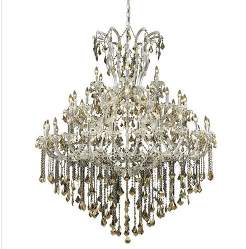 Chrome Forty-Nine Light 60-Inch Chandelier with Royal Cut Golden Teak Smoky Crystal - Image 1