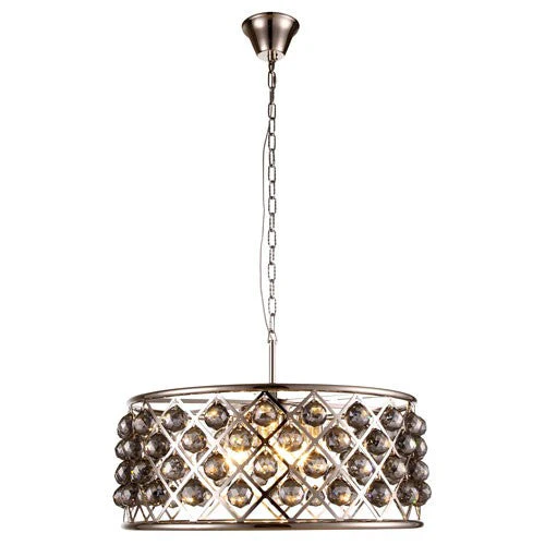 Madison Polished Nickel Six-Light Pendant with Faceted Silver Crystals - Image 1