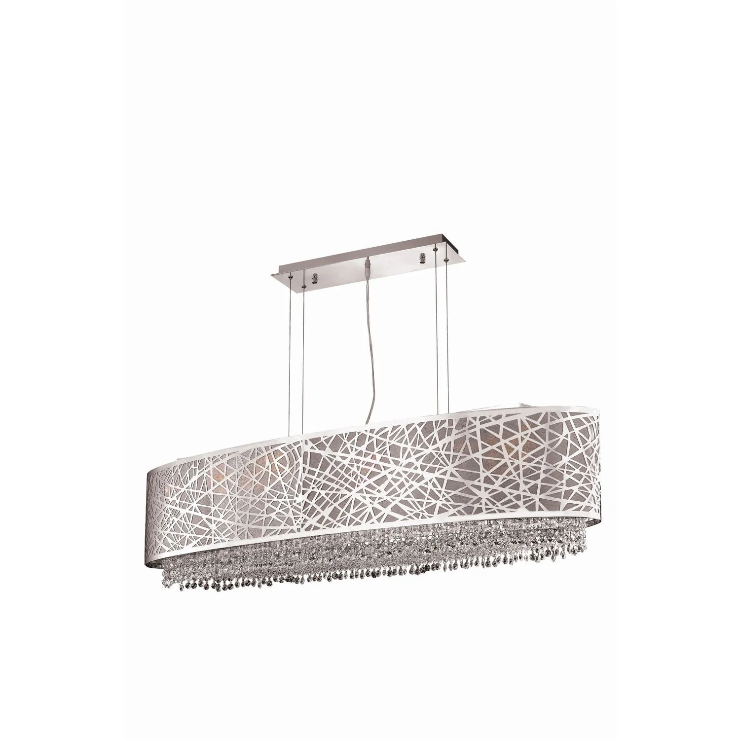Moda Chrome Eight-Light Metal Shade Pendant with Rosaline and Clear Royal Cut Crystal - Image 1