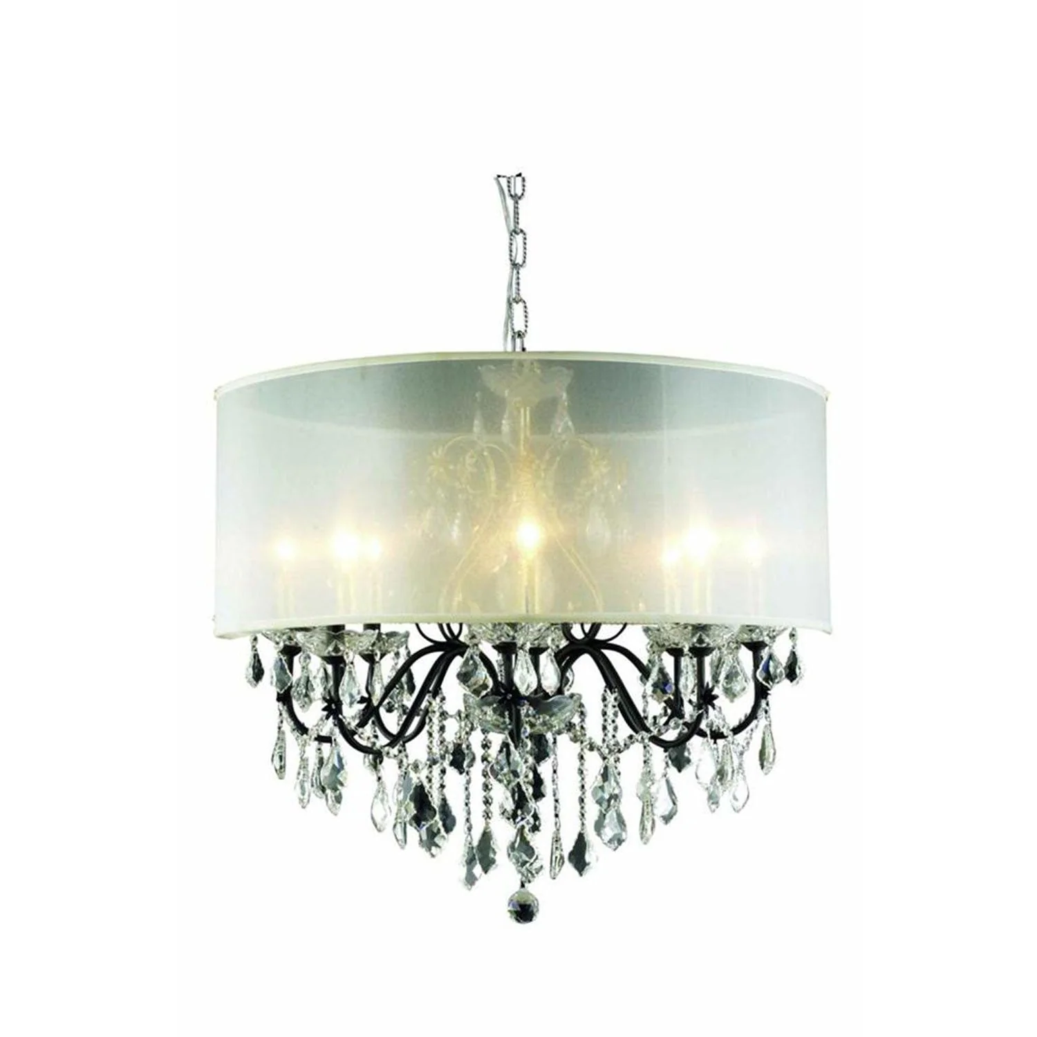 St. Francis Dark Bronze Eight-Light Silver Shade Pendant with Royal Cut Crystal - Image 1