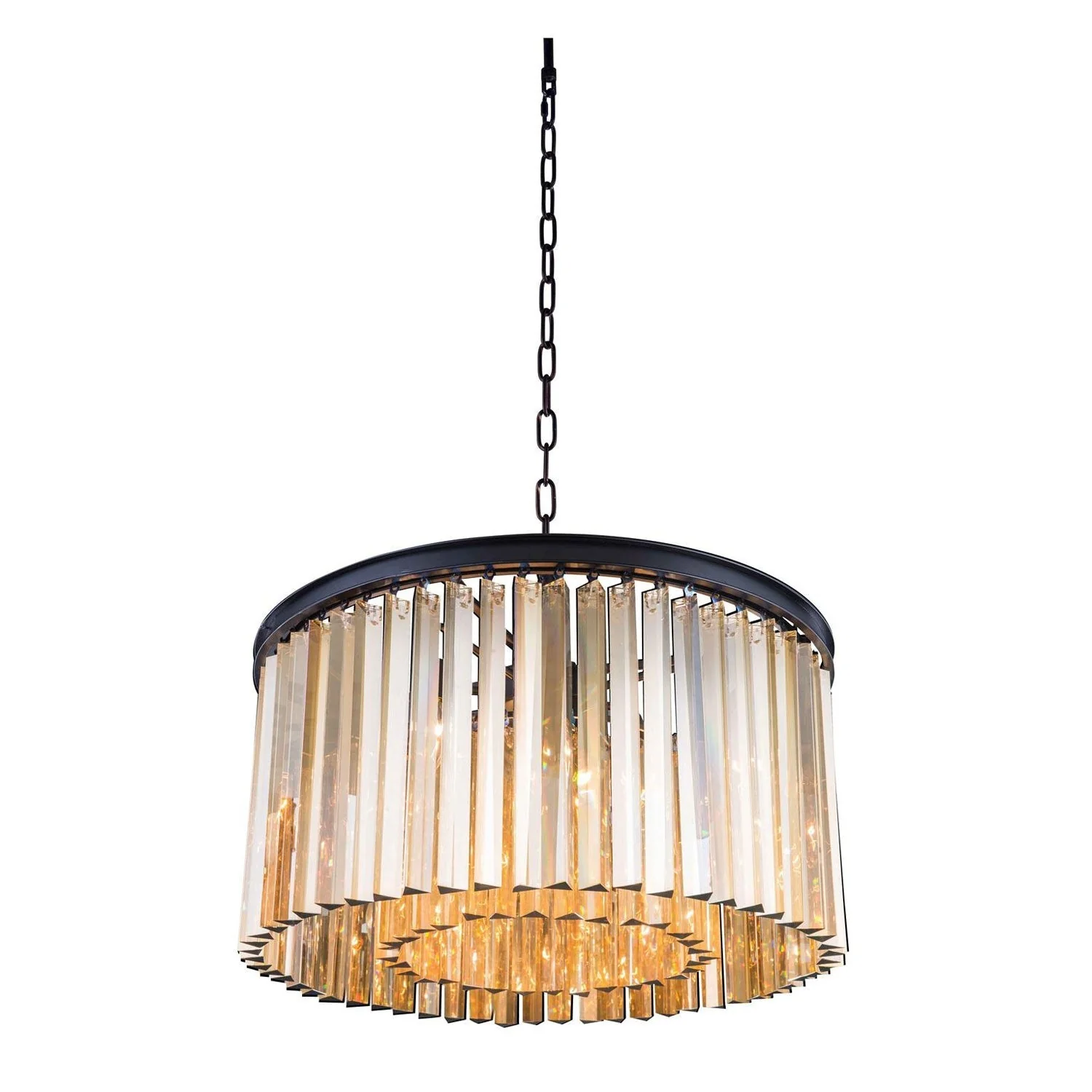 Sydney Mocha Brown Eight-Light Pendant with Royal Cut Golden Teak Crystals - Image 1
