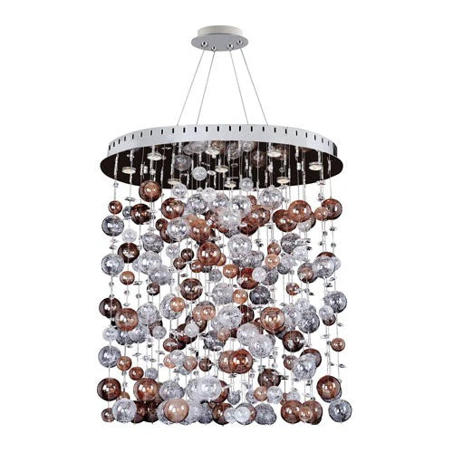 Chrome Nine-Light Oval Convertible Pendant with Firenze Clear Crystal - Image 1