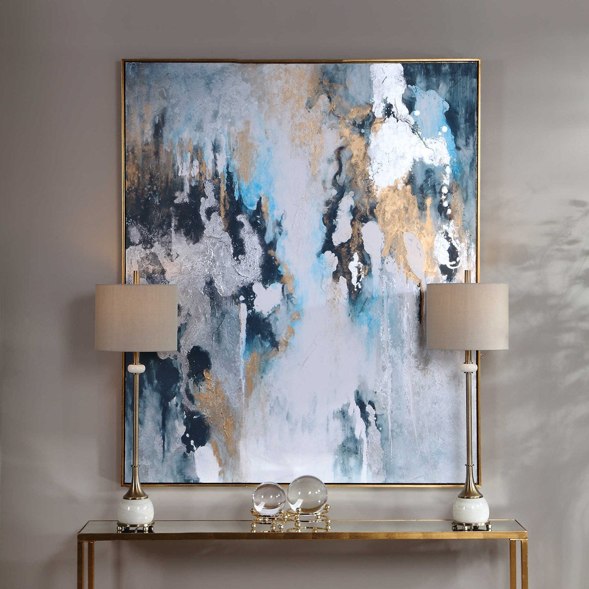 Uttermost Stormy Seas Abstract Hand Painted Canvas - Image 1