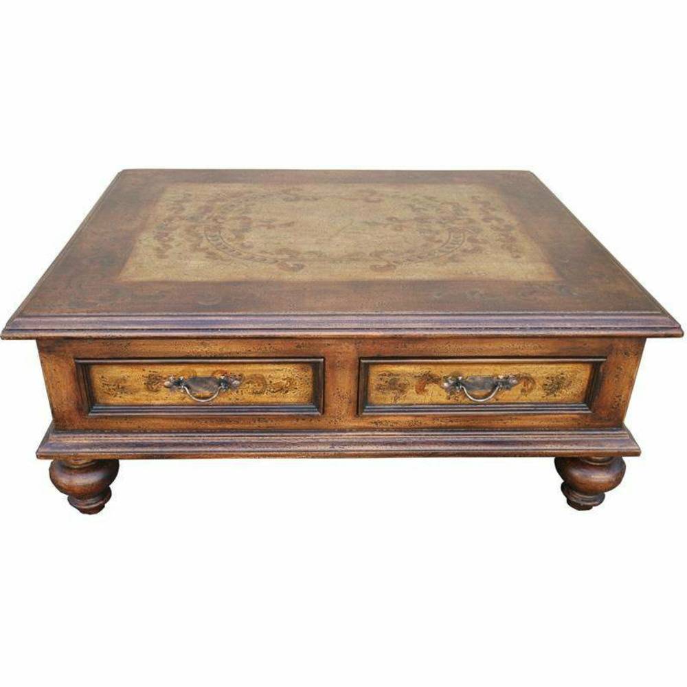 Casa Bonita Peruvian Hand-Painted Carved Wood Tuscany Coffee Table - Image 1